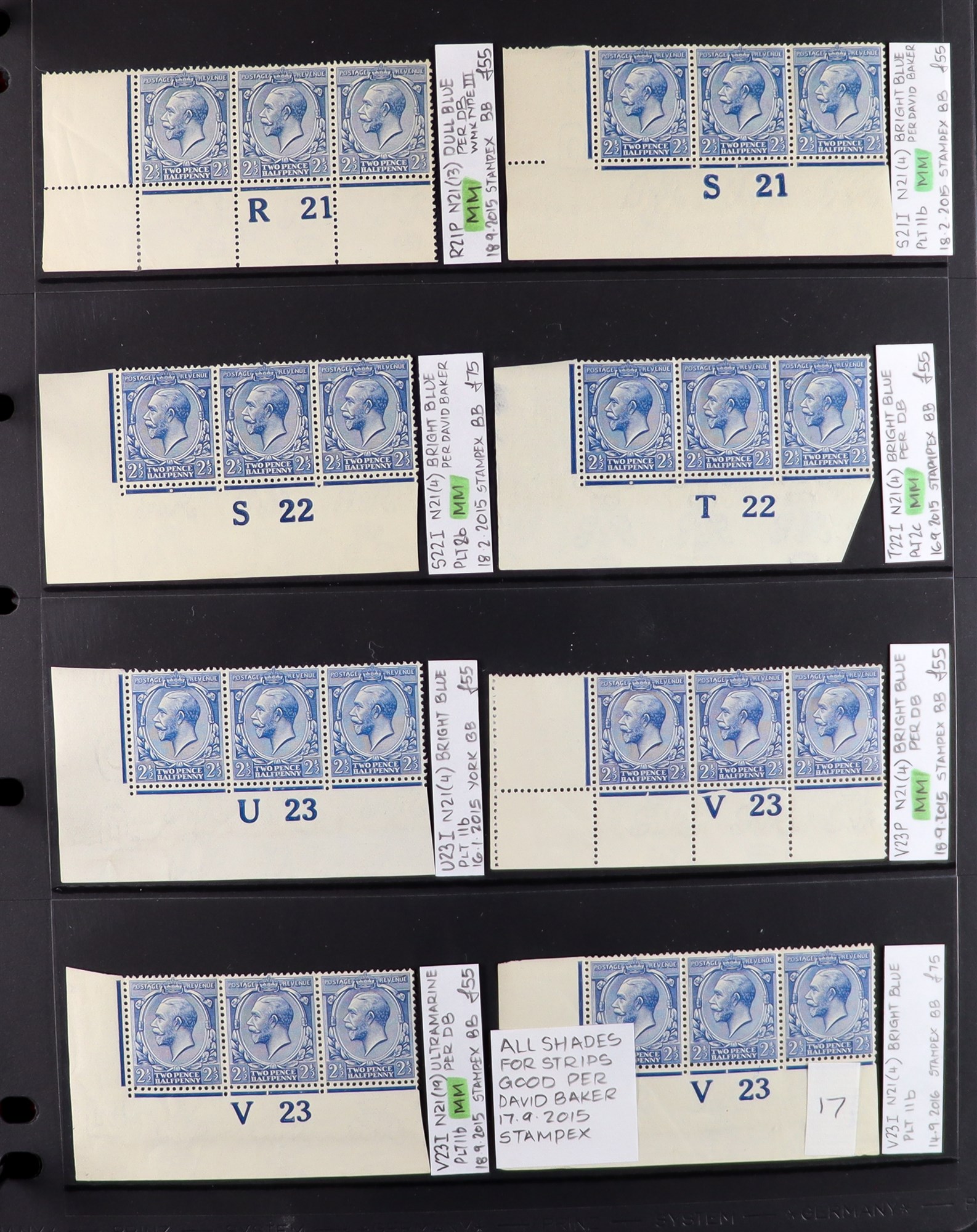 GB.GEORGE V 1912-24 2½d BLUES - SPECIALIZED CONTROL NUMBERS COLLECTION of mint (much never hinged - Image 17 of 20