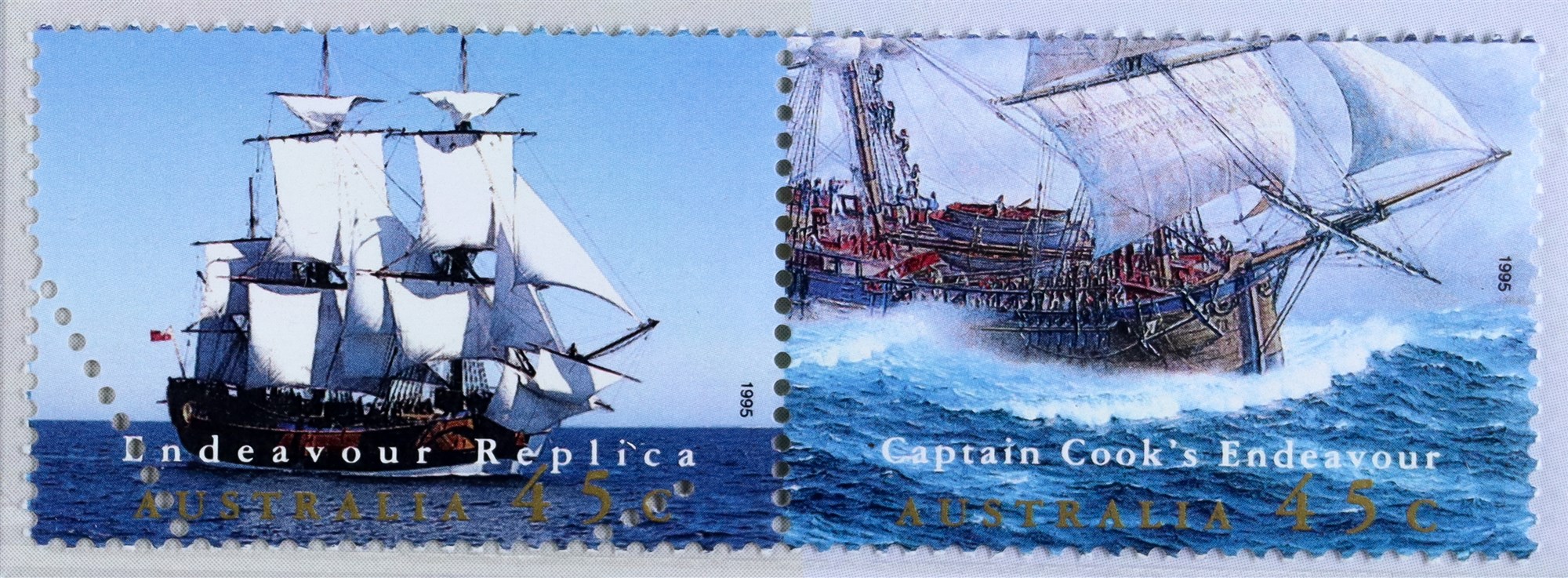 AUSTRALIA 1995 Endeavour Replica pair in sealed Australia Post presentation pack, the stamps with