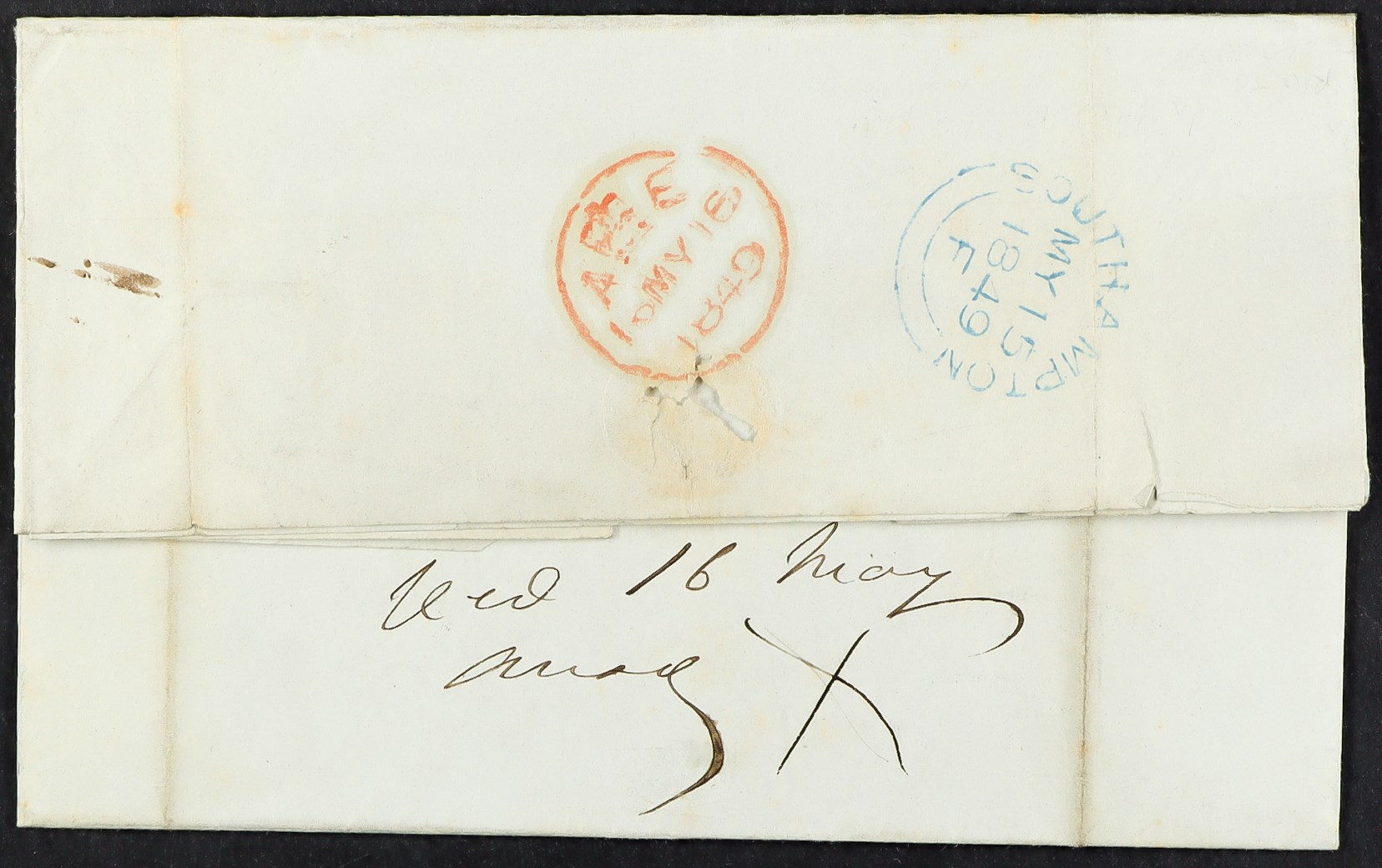 GB. COVERS & POSTAL HISTORY 1849 (12th March) a letter charged ‘2/-’ from Rio de Janeiro, Brazil, to - Bild 2 aus 4