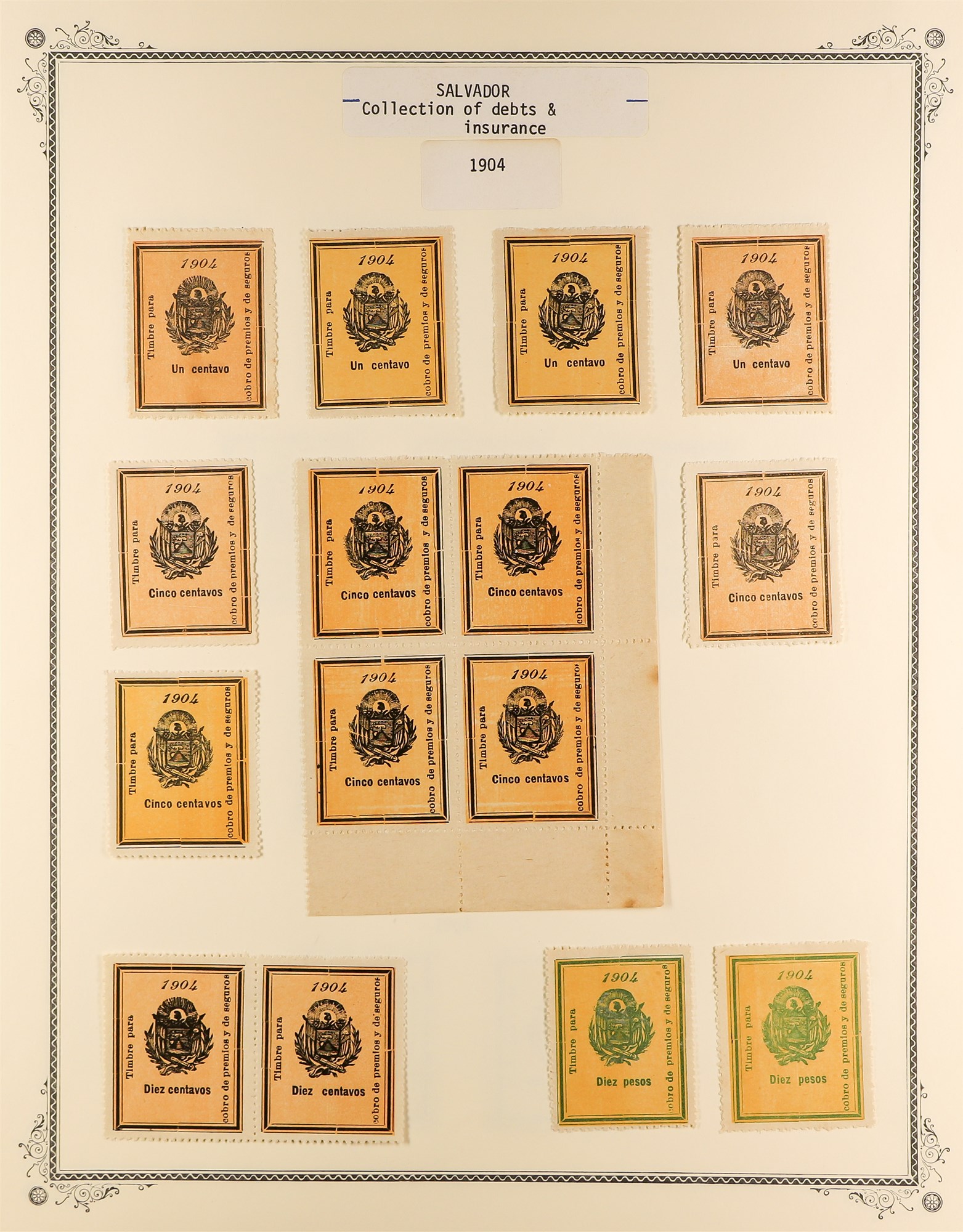 EL SALVADOR REVENUE STAMPS 1883 - 1925 mint & used collection of over 400 revenue stamps, on album - Image 3 of 27