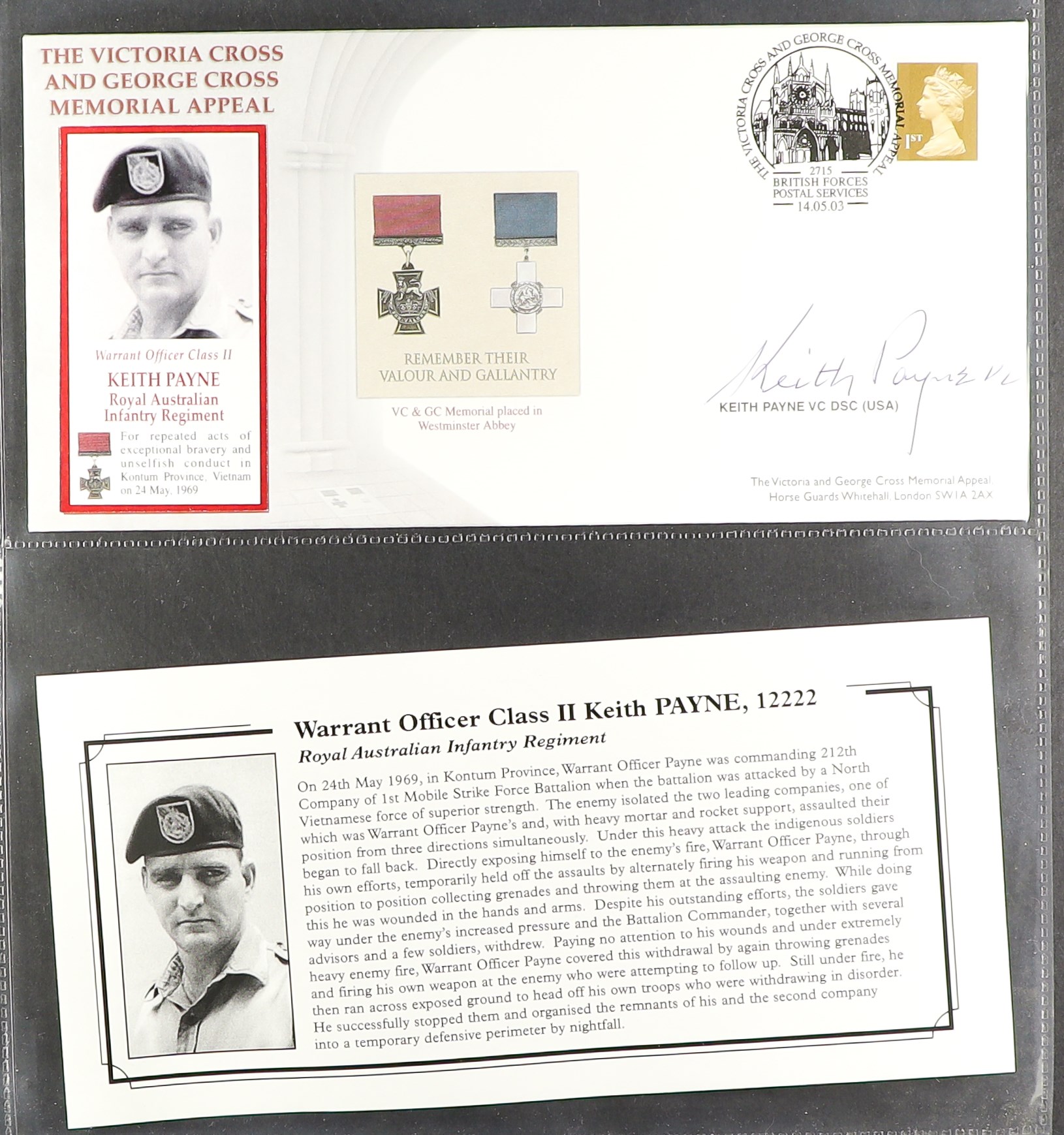 GB. COVERS & POSTAL HISTORY VICTORIA CROSS & GEORGE CROSS RECIPIENTS SIGNED COVERS Mostly 2003 - Image 8 of 11