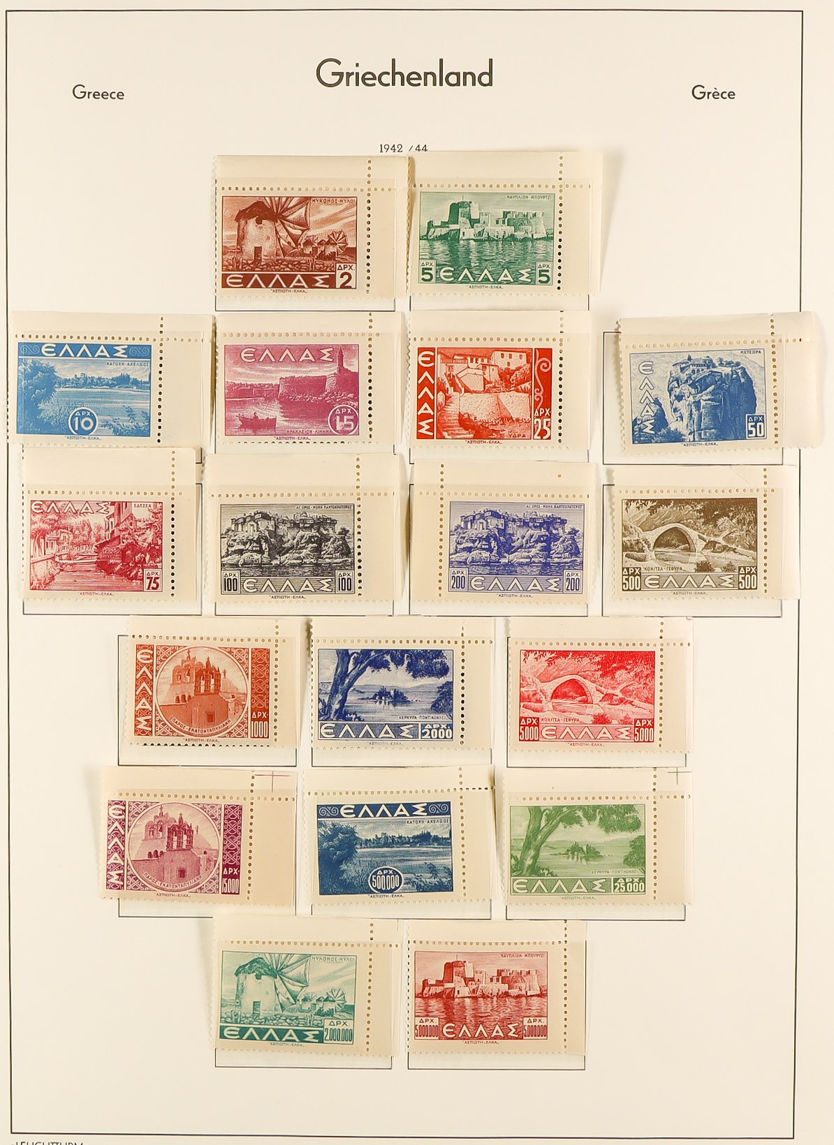 GREECE 1923 - 1944 MINT / NEVER HINGED MINT COLLECTION of 200+ stamps on hingeless album pages, note - Image 17 of 21