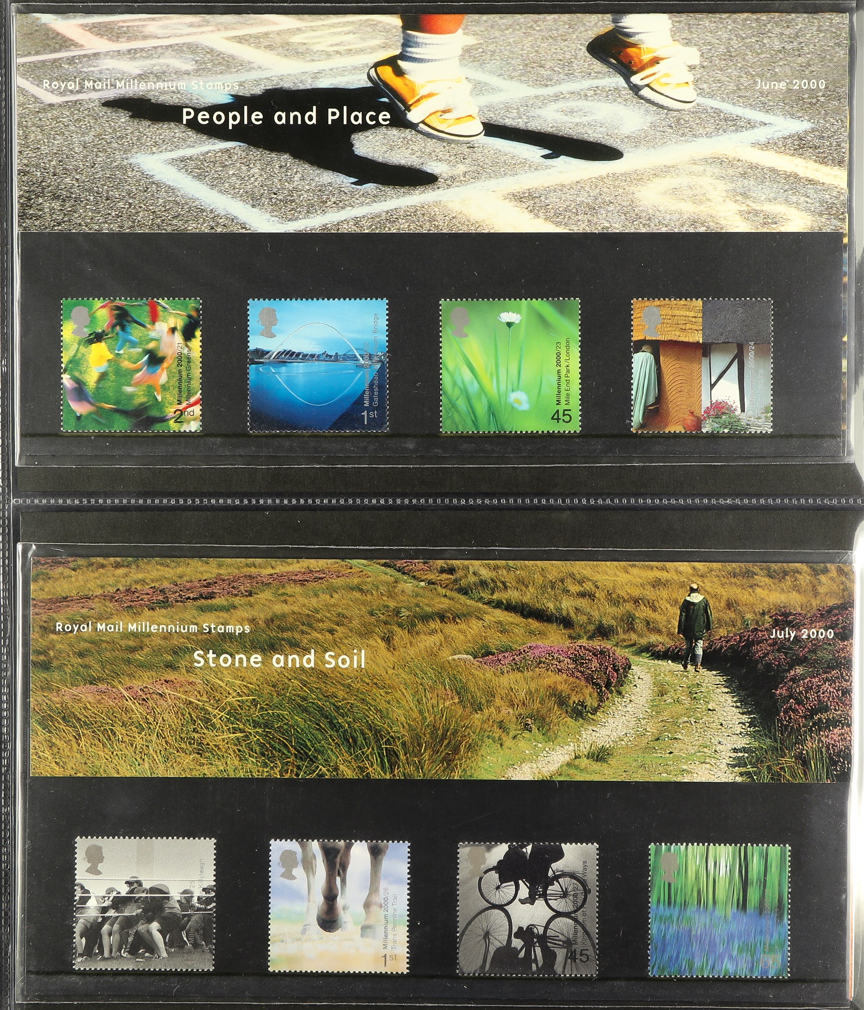 GB.ELIZABETH II 1989-2001 PRESENTATION PACKS in two albums, includes 1988 Castles set, 1993 £10