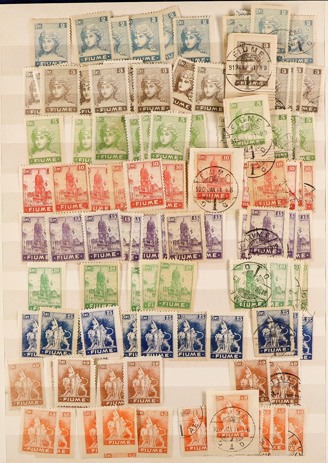 FIUME 1918 - 1924 ACCUMULATION of around 1500 mint & used stamps in stockbook, various overprints on - Image 25 of 29