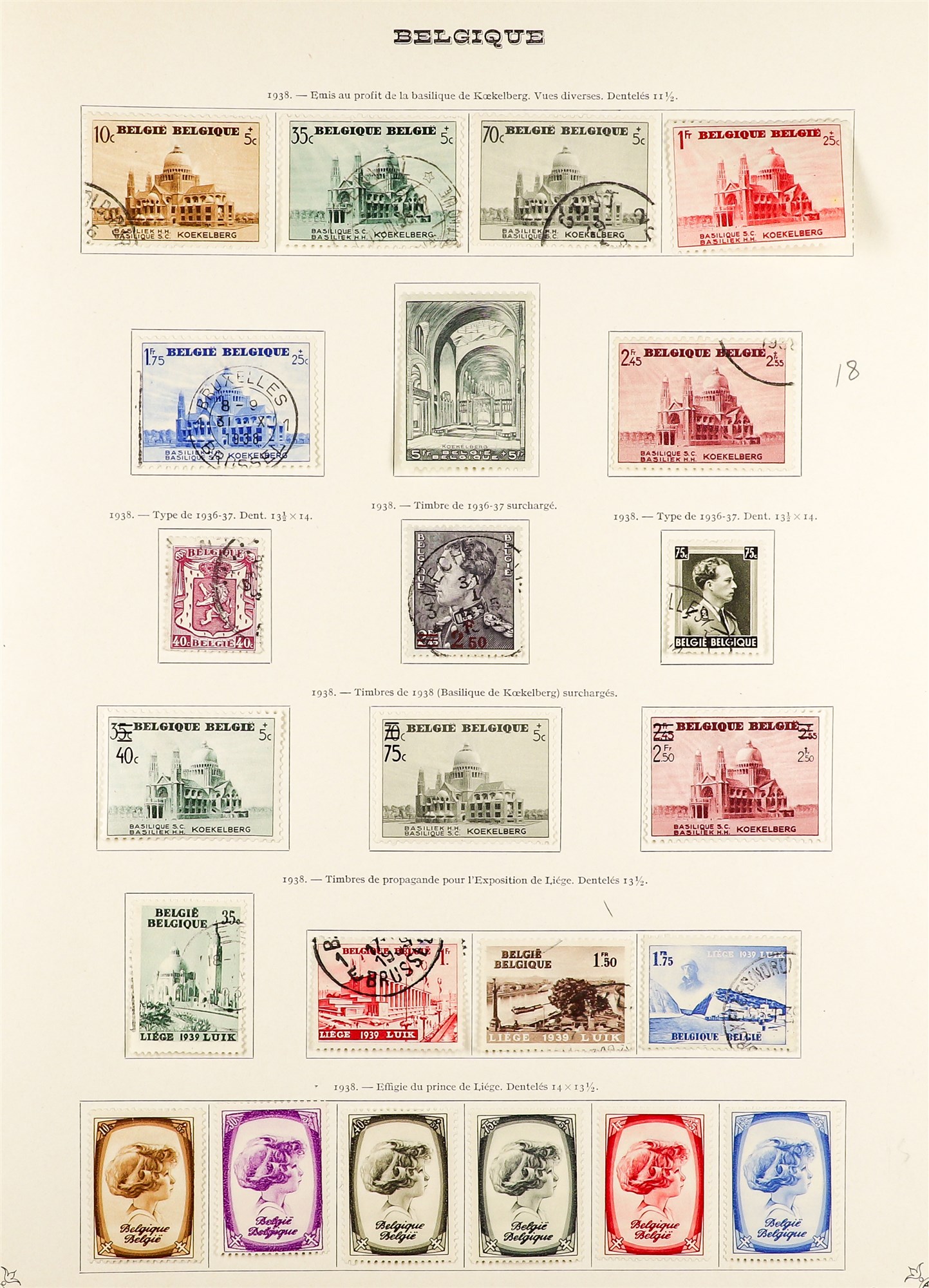 BELGIUM 1849 - 1942 COLLECTION of around 700 chiefly used stamps on album pages, comprehensive - Image 24 of 40