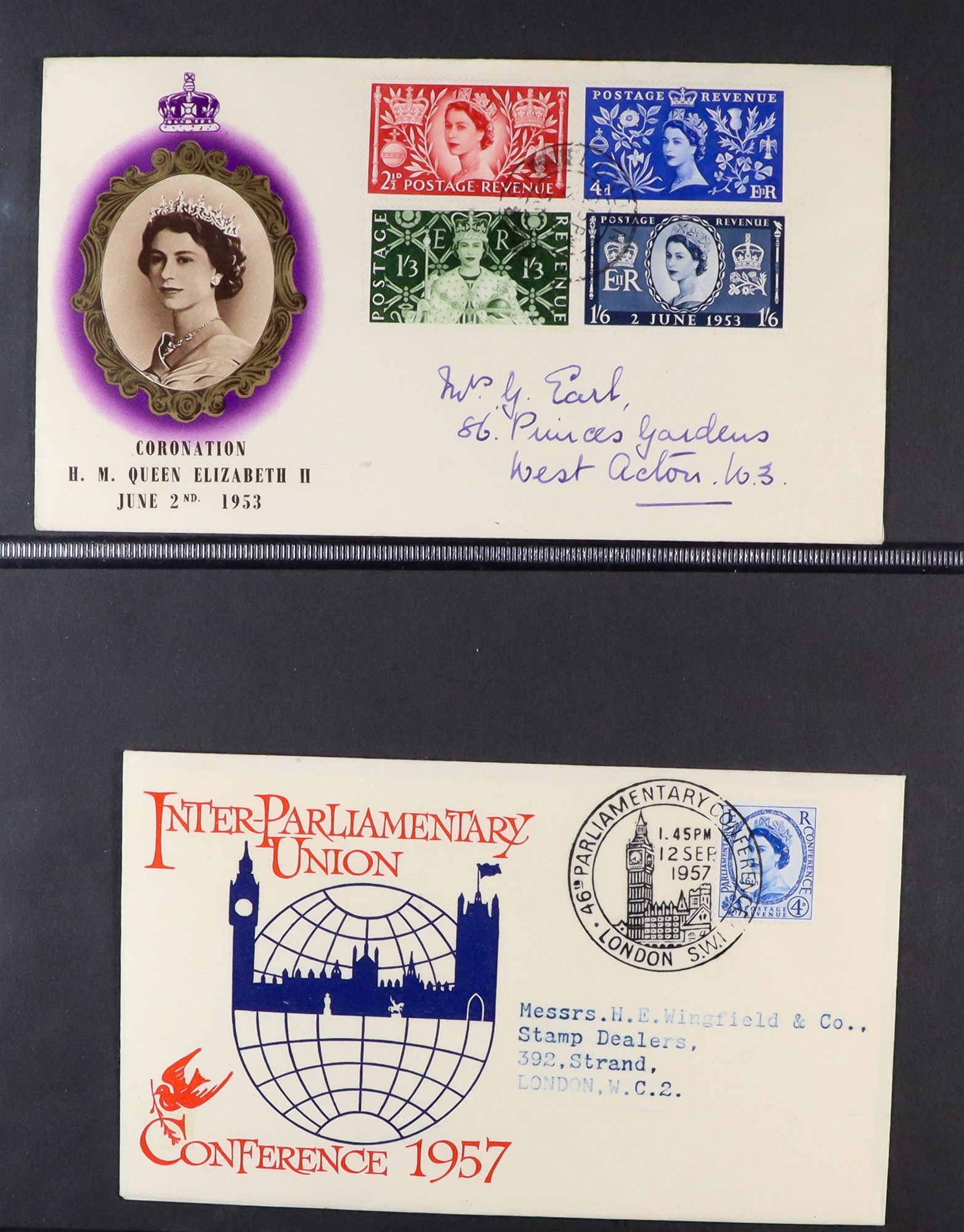 GB.FIRST DAY COVERS 1953 - 1958 group of 6 illustrated, typed addressed fdcs with full sets, 1953 - Image 2 of 2