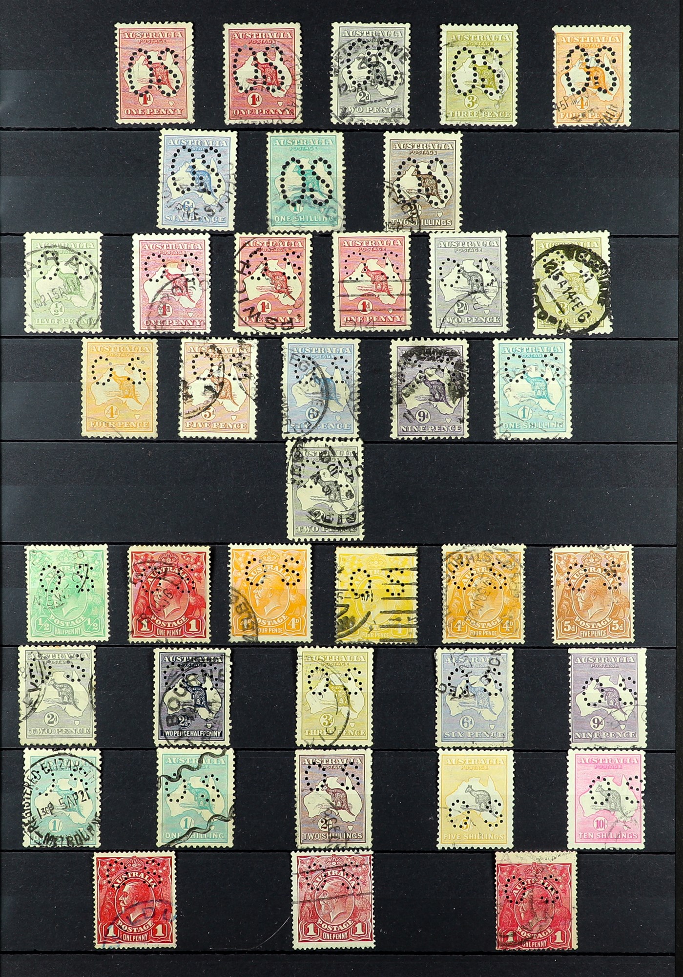 AUSTRALIA OFFICIALS 1913 - 1933 USED COLLECTION with many sets and higher values, on protective