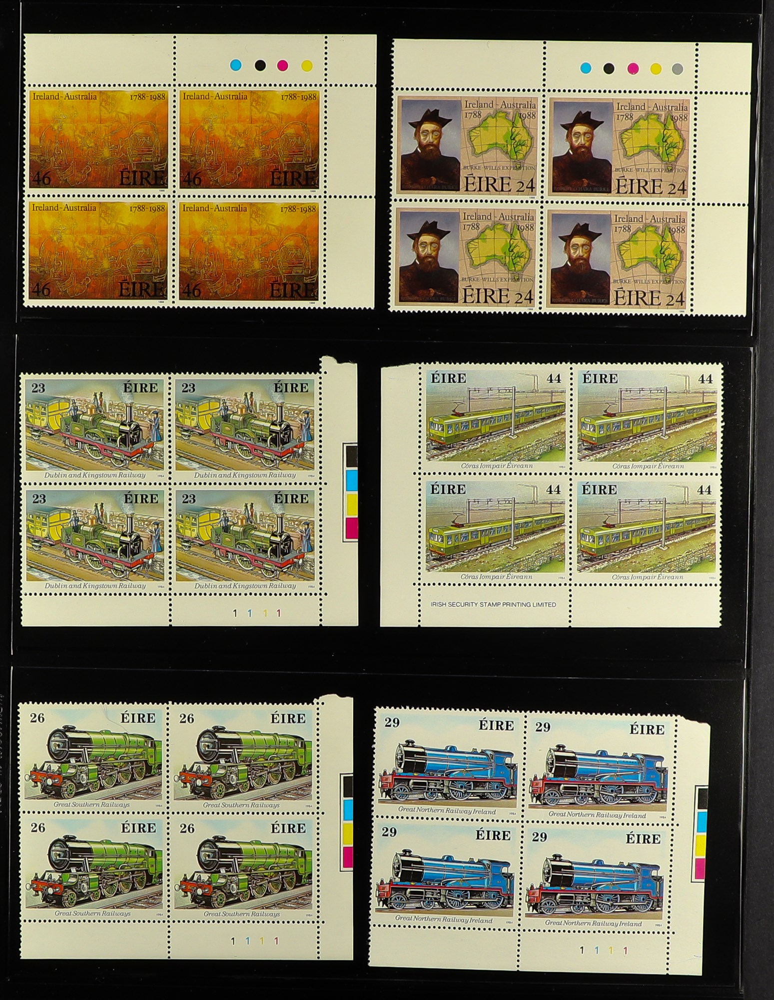 IRELAND 1984-1990 NEVER HINGED MINT COLLECTION of mostly blocks of 4 on stock pages in binder. - Image 2 of 8