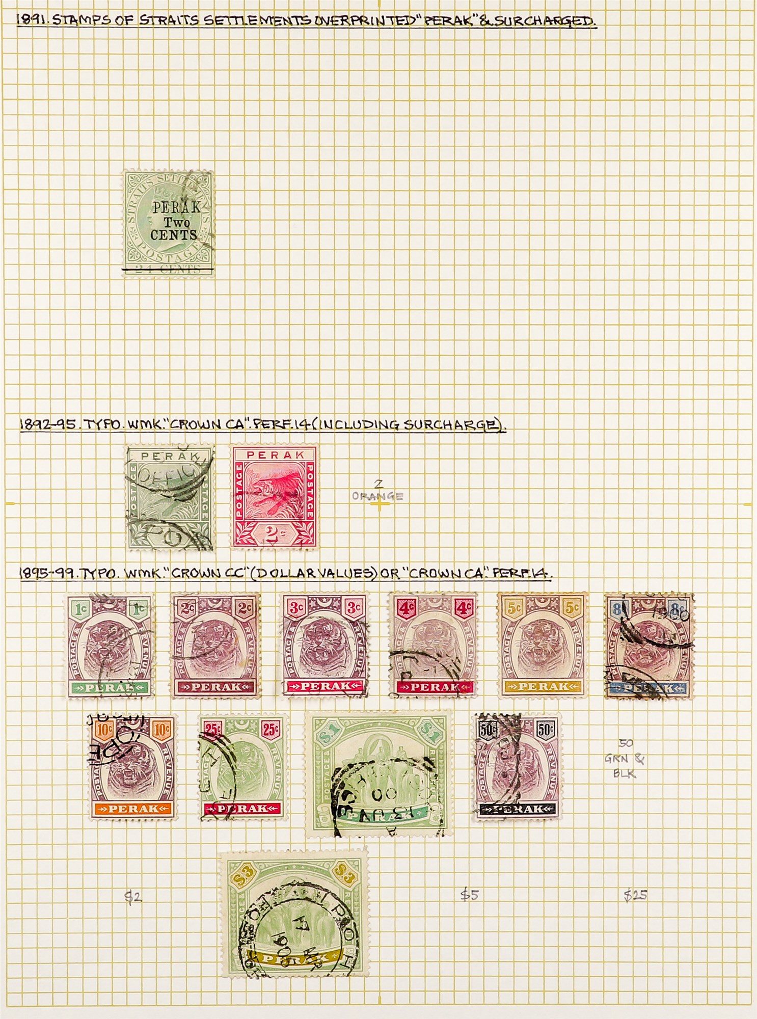 MALAYA STATES PERAK 1884 - 1965 COLLECTION of over 100 chiefly very fine used stamps on several - Image 2 of 7