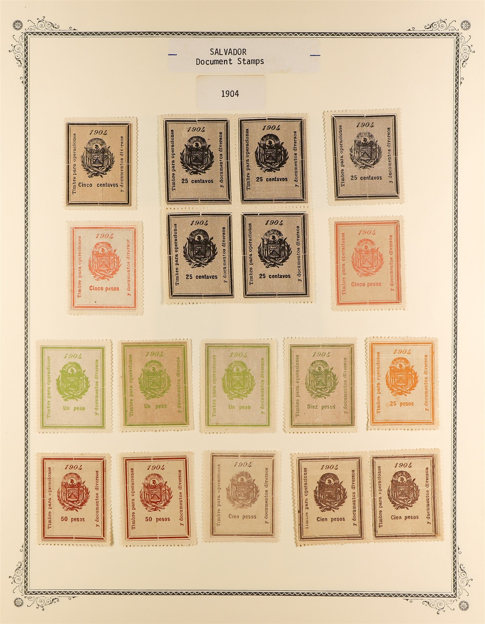 EL SALVADOR REVENUE STAMPS 1883 - 1925 mint & used collection of over 400 revenue stamps, on album - Image 5 of 27