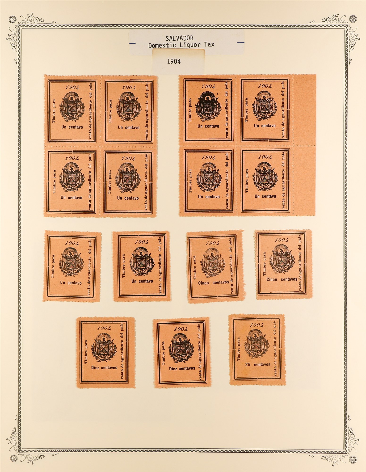 EL SALVADOR REVENUE STAMPS 1883 - 1925 mint & used collection of over 400 revenue stamps, on album - Image 9 of 27