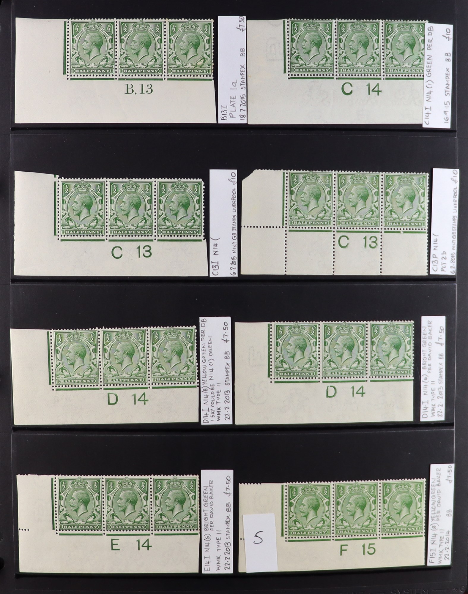 GB.GEORGE V 1912-24 ½d GREENS - SPECIALIZED CONTROL NUMBERS COLLECTION of mint (much never hinged - Image 5 of 27