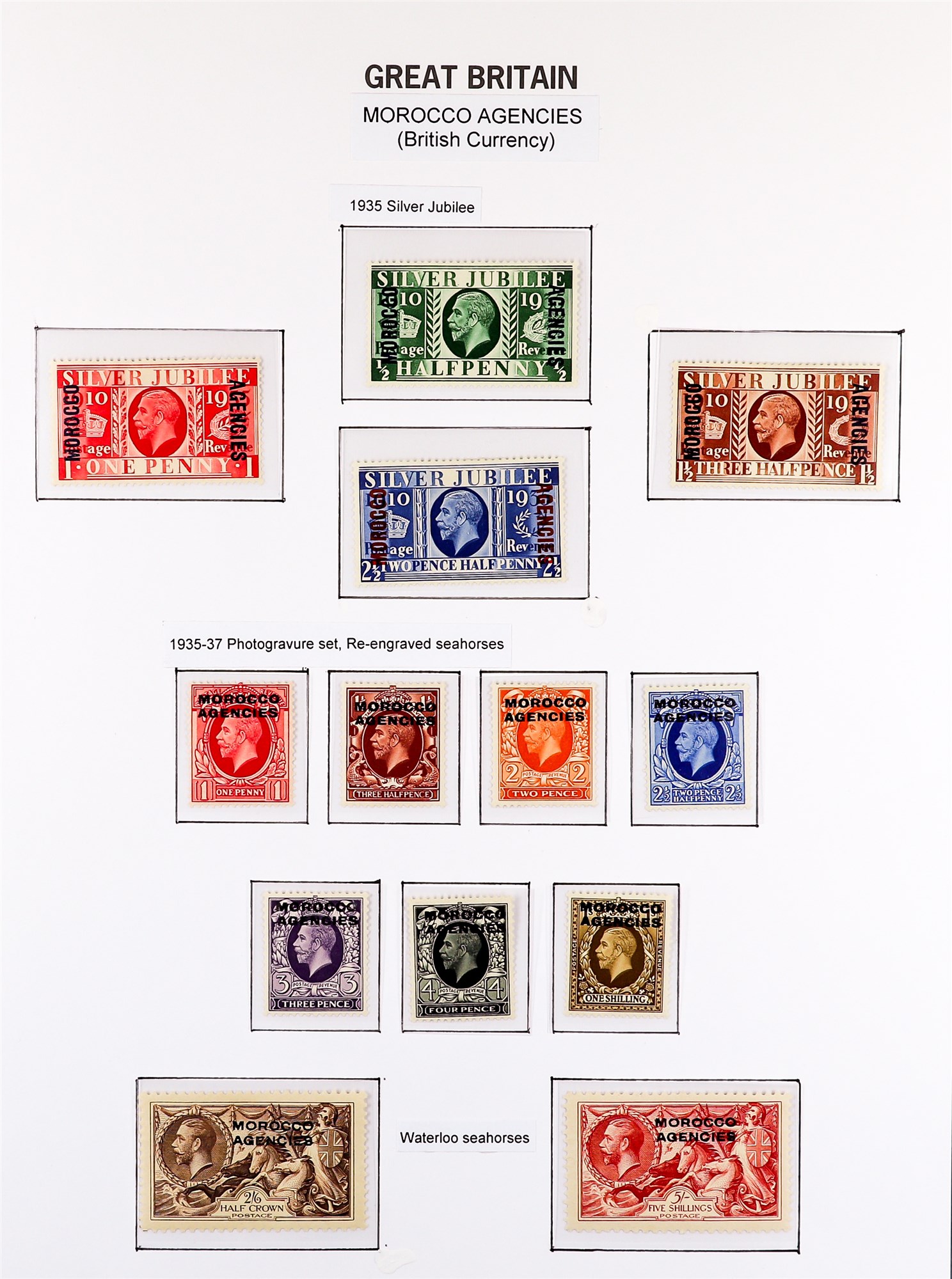 MOROCCO AGENCIES BRITISH CURRENCY 1914 - 1937 collection of over 30 mint stamps on pages, note - Image 2 of 2