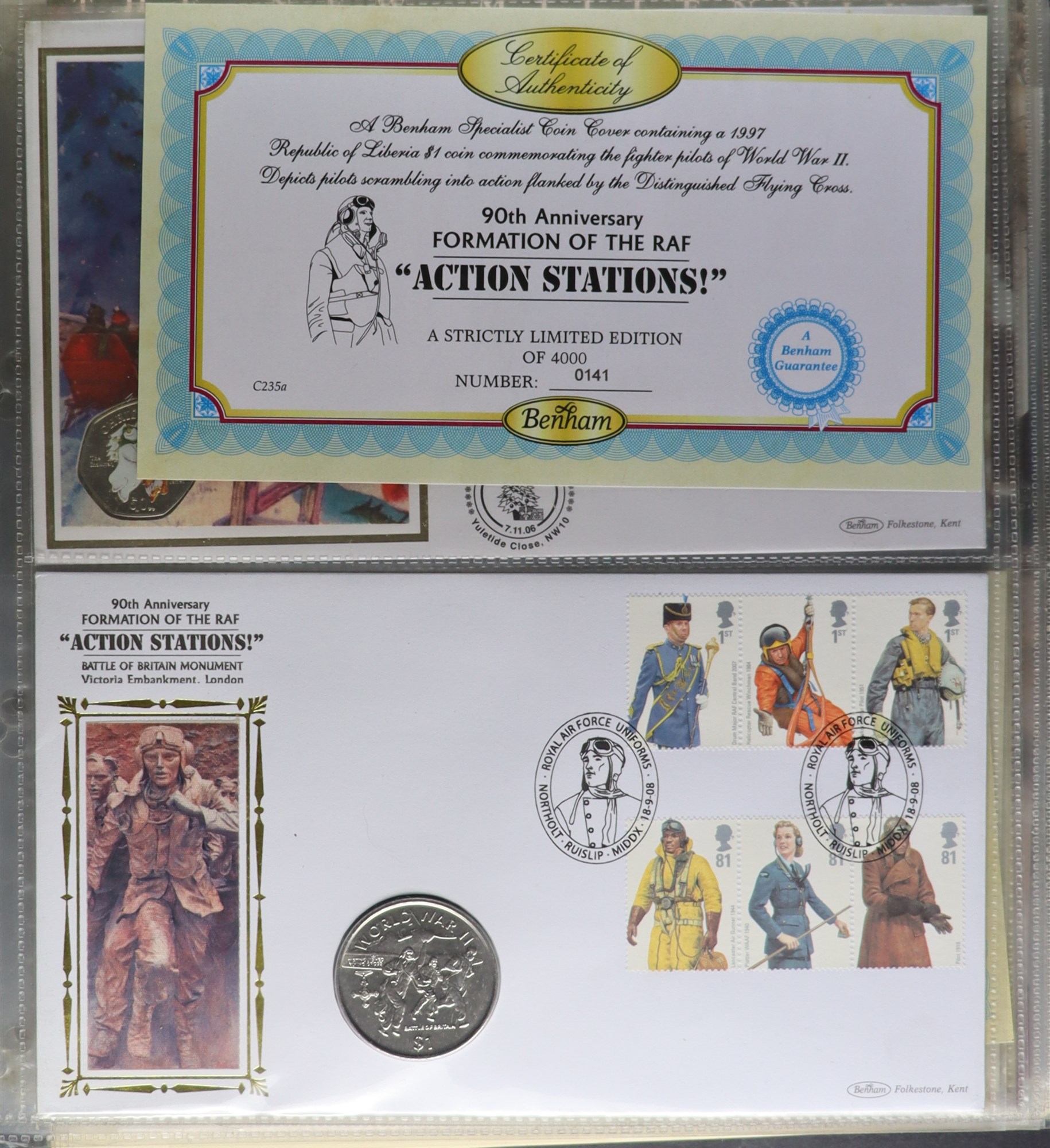 GB. COVERS & POSTAL HISTORY COIN COVERS 1990's-2010's collection on pages, includes mostly Benham - Image 7 of 24