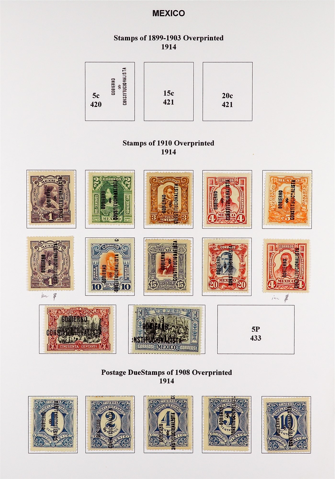 MEXICO 1913 - 1916 CIVIL WAR COLLECTION of around 300 mint stamps on pages, comprehensive with - Image 4 of 13