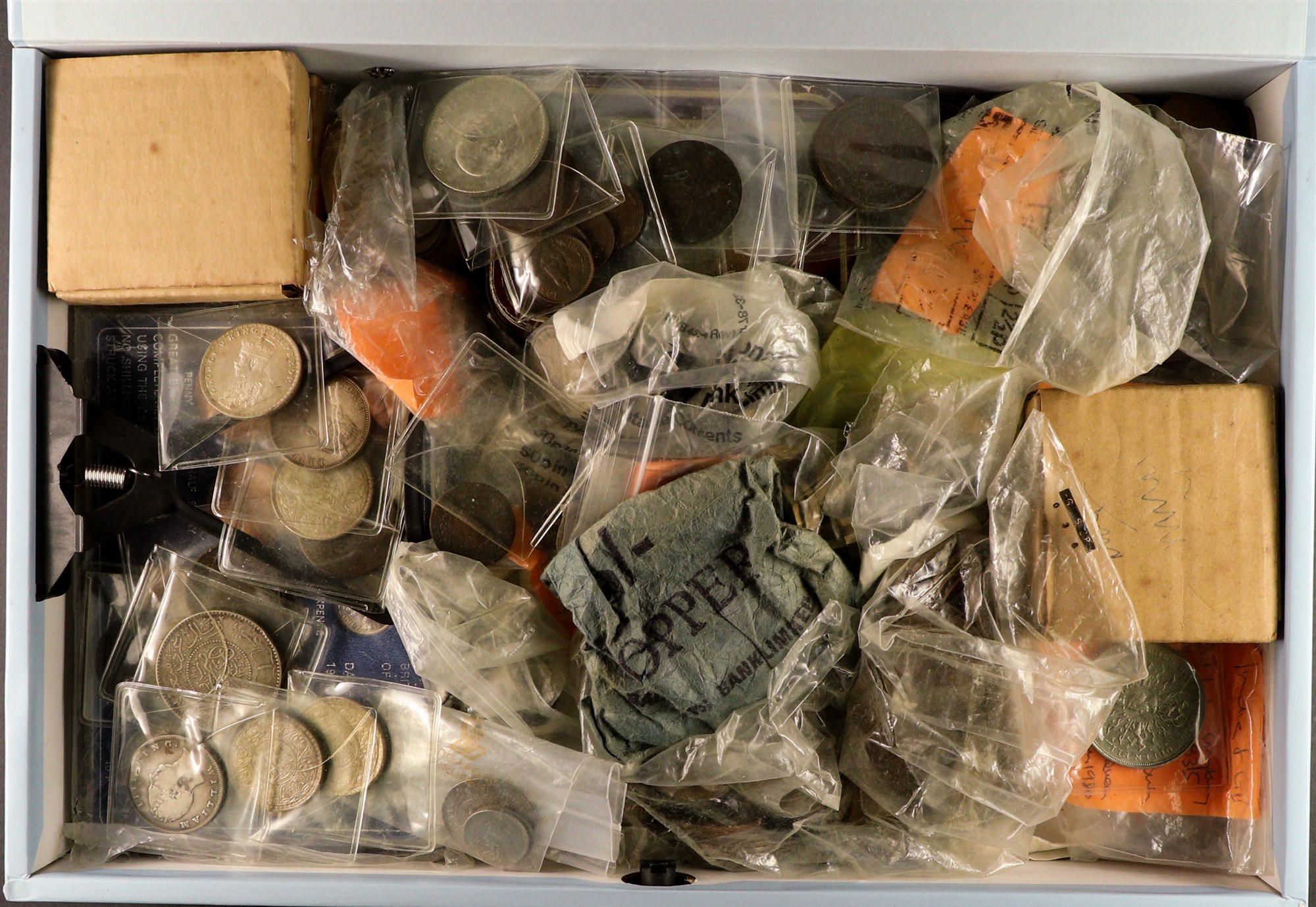 COINS HOARD includes an unidentified Roman coin, Great Britain 1792 ½d Donald & Co Bull Street