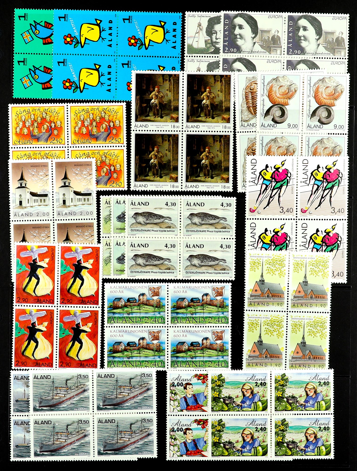 ALAND ISLANDS 1984 - 2001 COLLECTION complete for the period in never hinged mint blocks 4, also all - Image 4 of 12