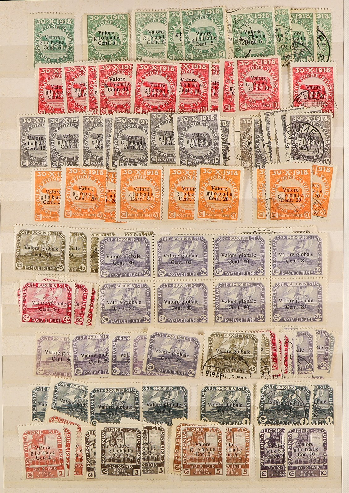 FIUME 1918 - 1924 ACCUMULATION of around 1500 mint & used stamps in stockbook, various overprints on - Image 22 of 29