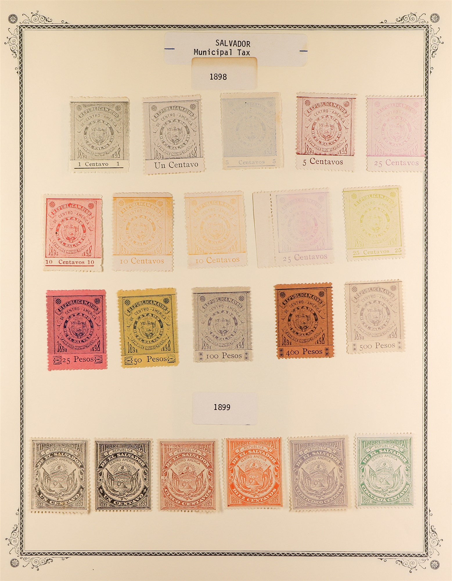 EL SALVADOR REVENUE STAMPS 1883 - 1925 mint & used collection of over 400 revenue stamps, on album - Image 16 of 27