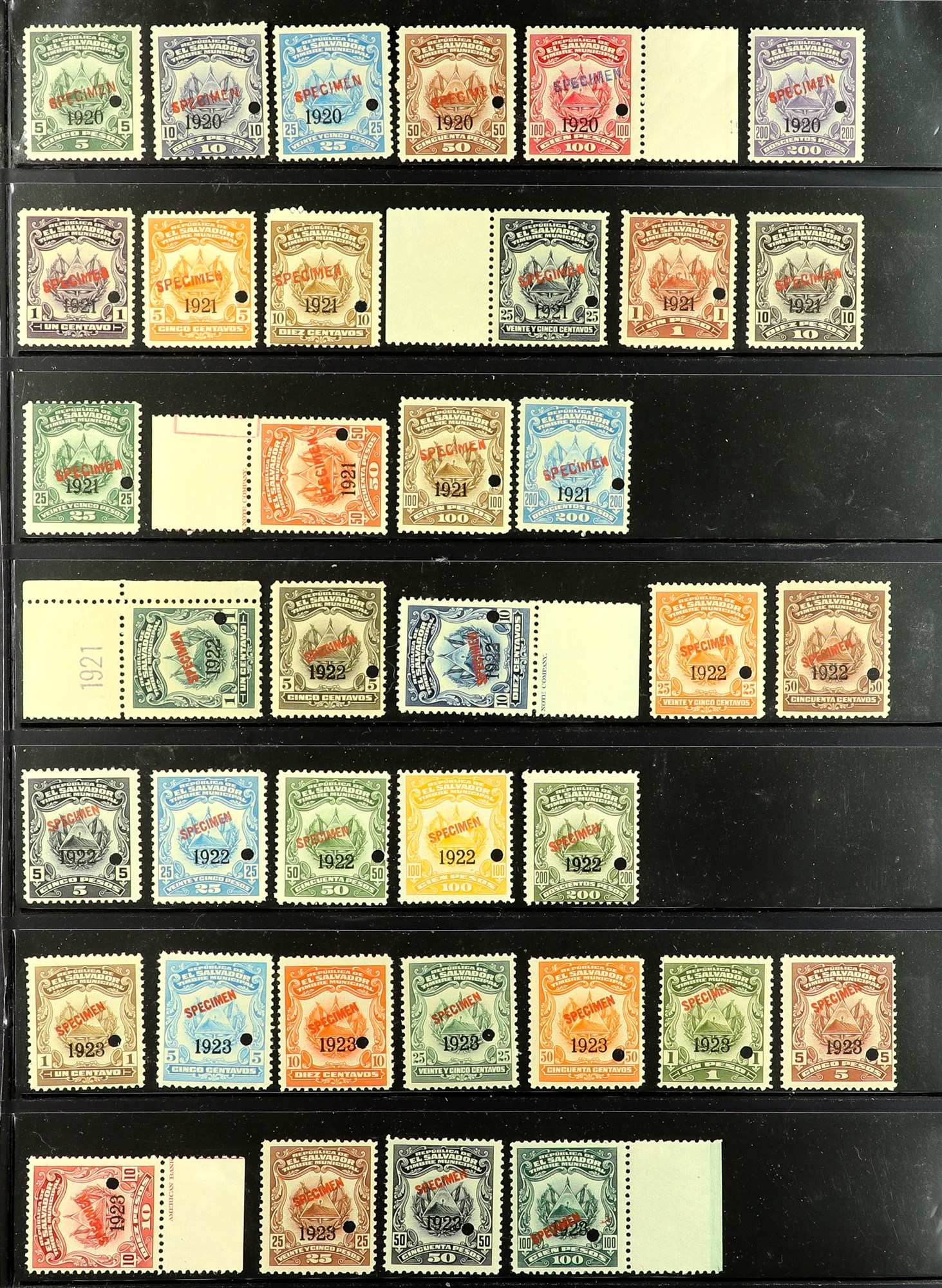 EL SALVADOR 1918 - 1933 'TIMBRE MUNICIPAL' REVENUE STAMPS collection of 180+ never hinged mint - Image 2 of 5