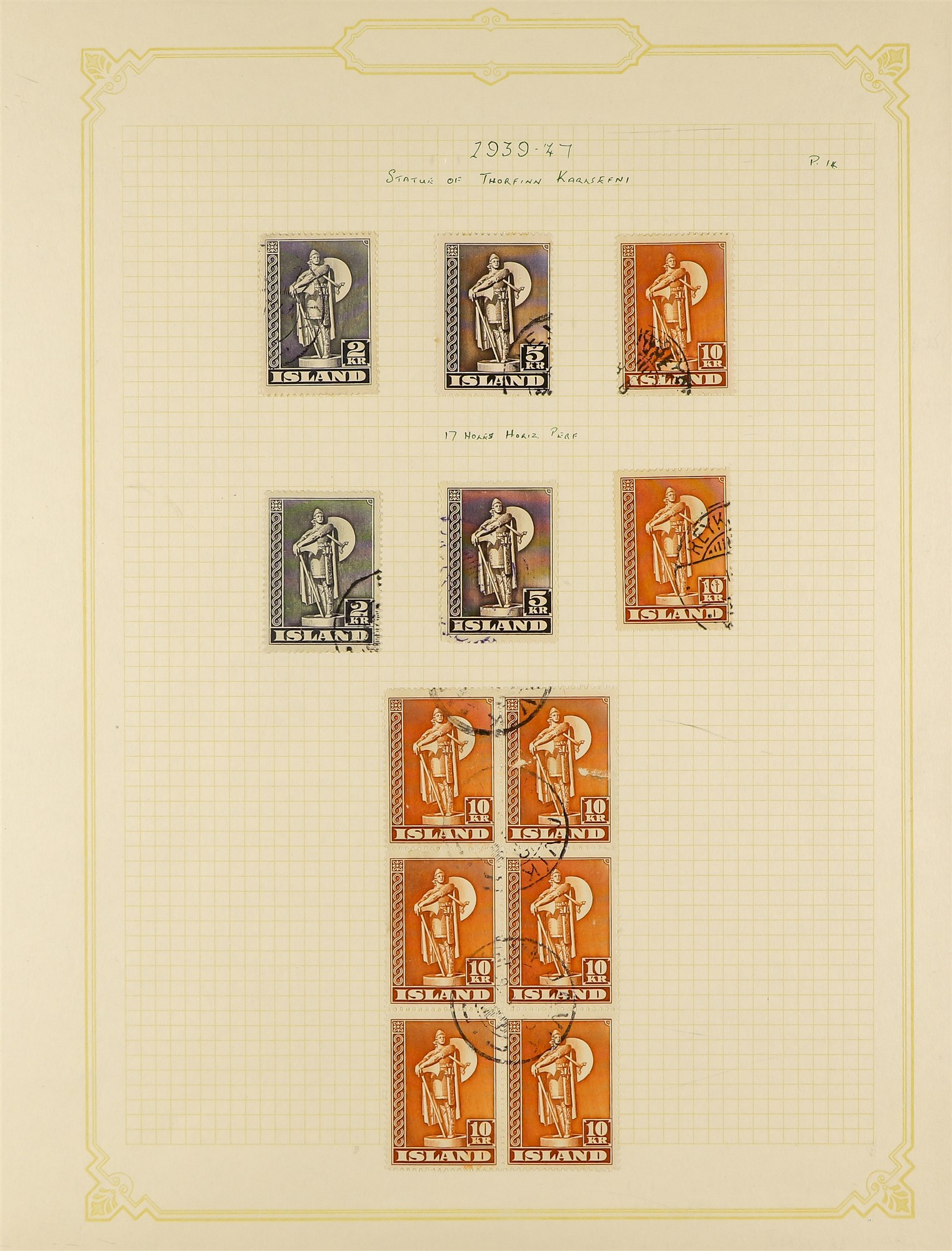 ICELAND 1901 - 1976 COLLECTION of over 700 used stamps on album pages, chiefly complete sets. Cat £ - Image 13 of 26