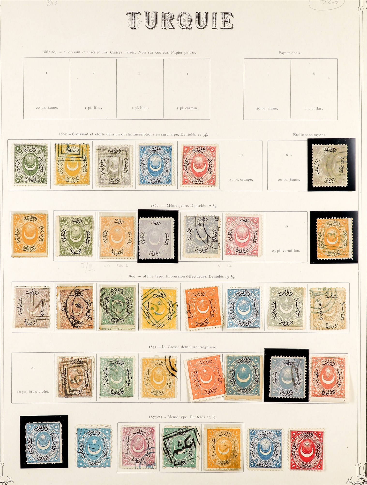 TURKEY 1865 - 1920 COLLECTION of 500+ mint and used stamps on album pages, 1865-69 Duloz types incl. - Image 2 of 12