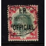 GB.EDWARD VII I. R. OFFICIAL 1902 1s dull green and carmine, SG O24, used with neat Manchester 25 MR