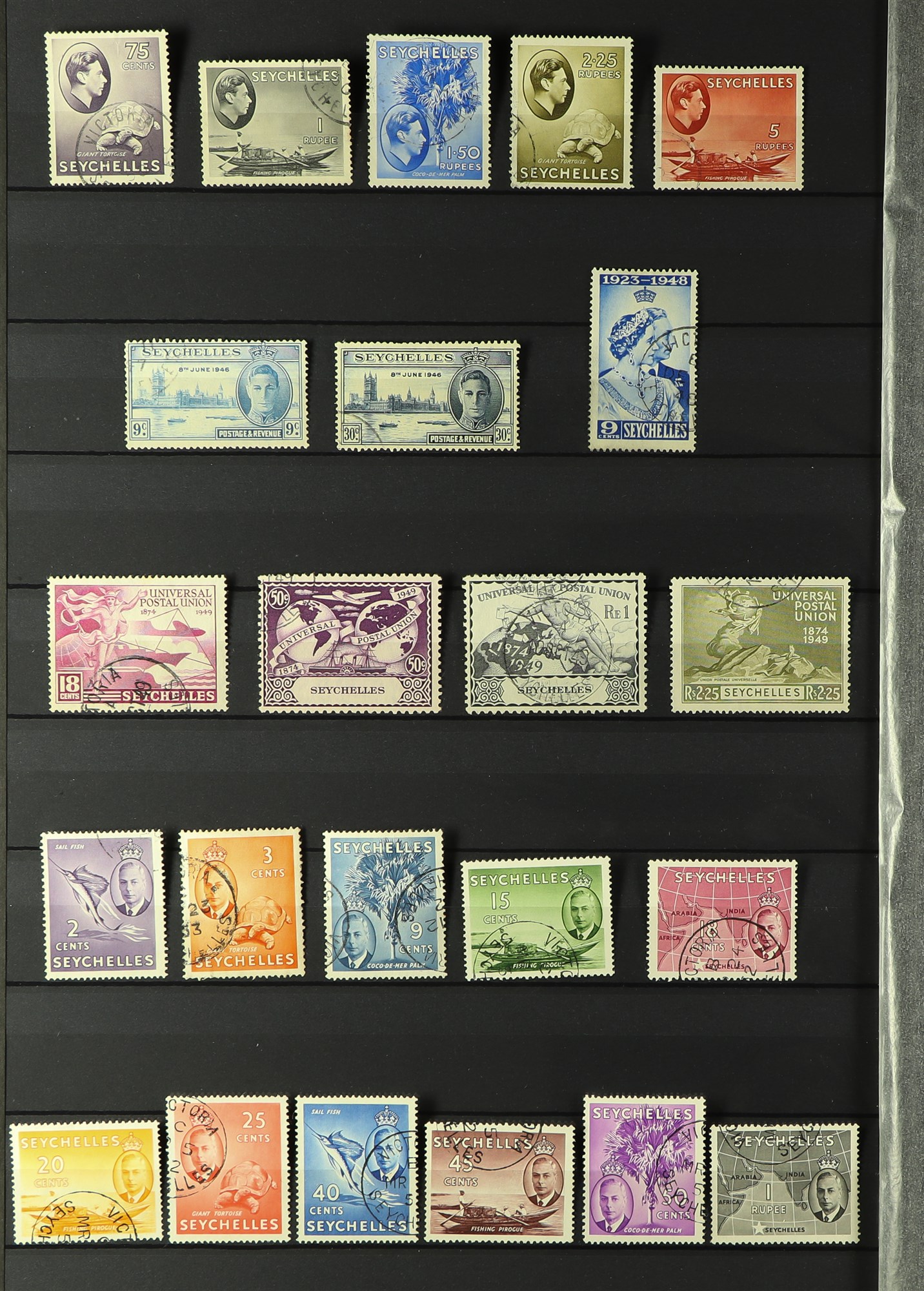 SEYCHELLES 1890 - 1952 COLLECTION of over 130 used stamps on protective pages, comprehensive incl - Image 4 of 4