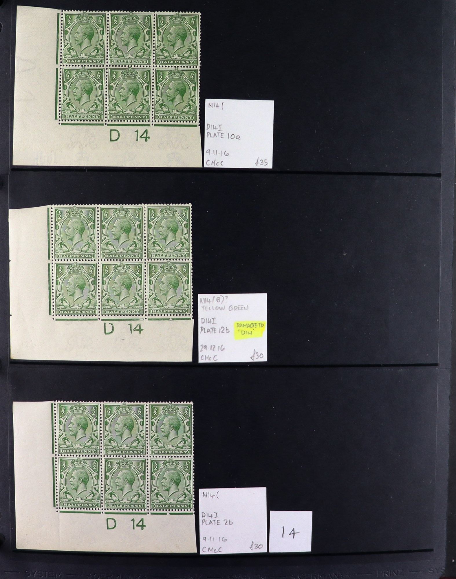 GB.GEORGE V 1912-24 ½d GREENS - SPECIALIZED CONTROL NUMBERS COLLECTION of mint (much never hinged - Image 14 of 27