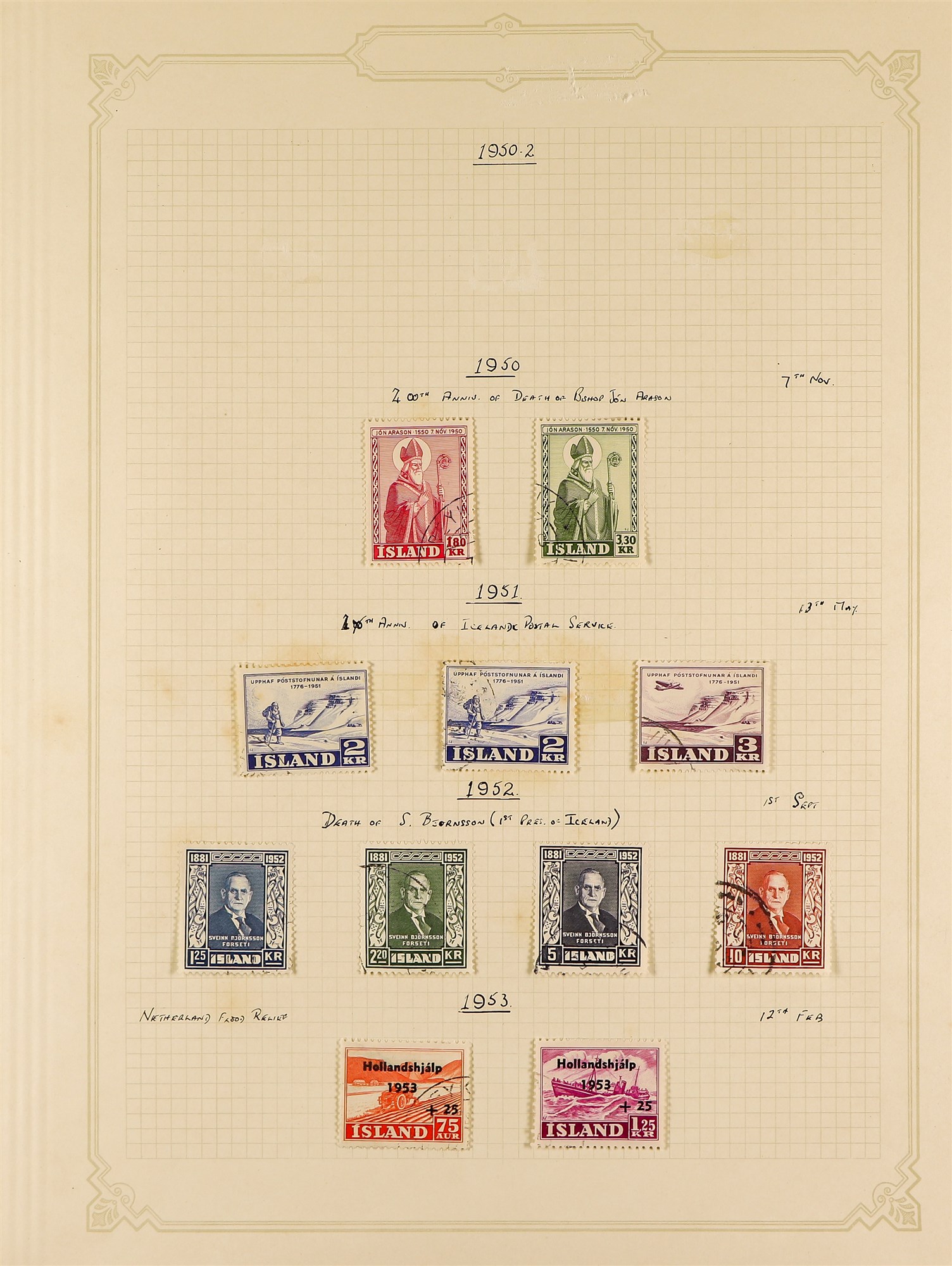 ICELAND 1901 - 1976 COLLECTION of over 700 used stamps on album pages, chiefly complete sets. Cat £ - Image 19 of 26