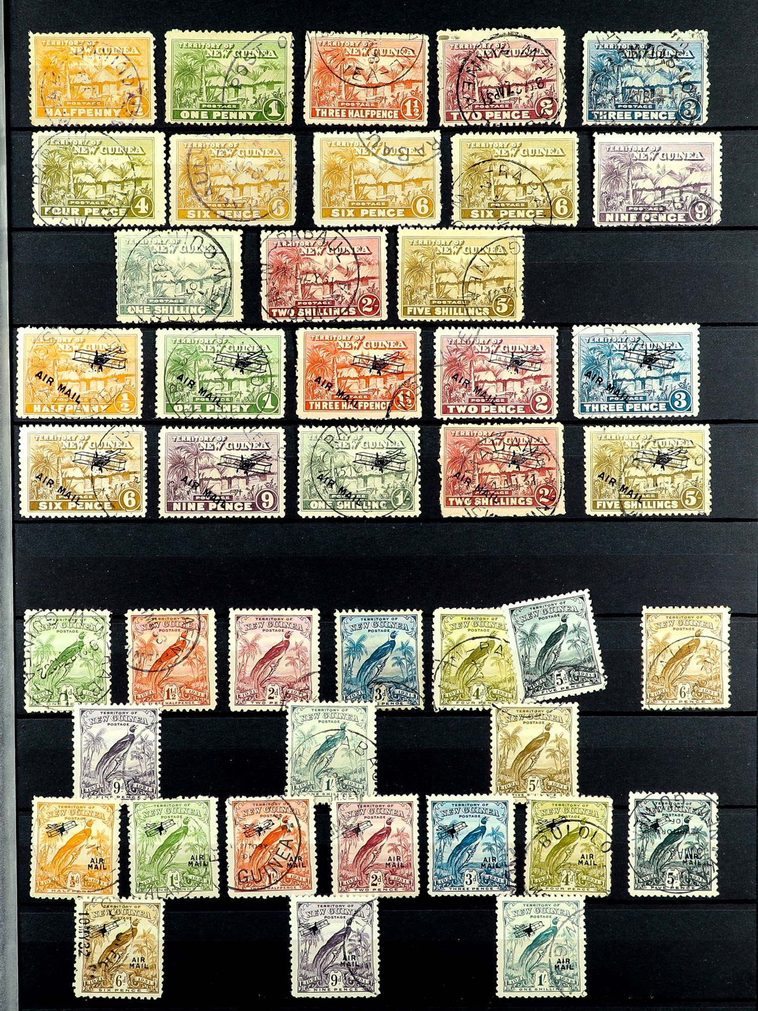 NEW GUINEA 1925 - 1939 USED COLLECTION on protective pages, many higher / top values, sets, 1935 £