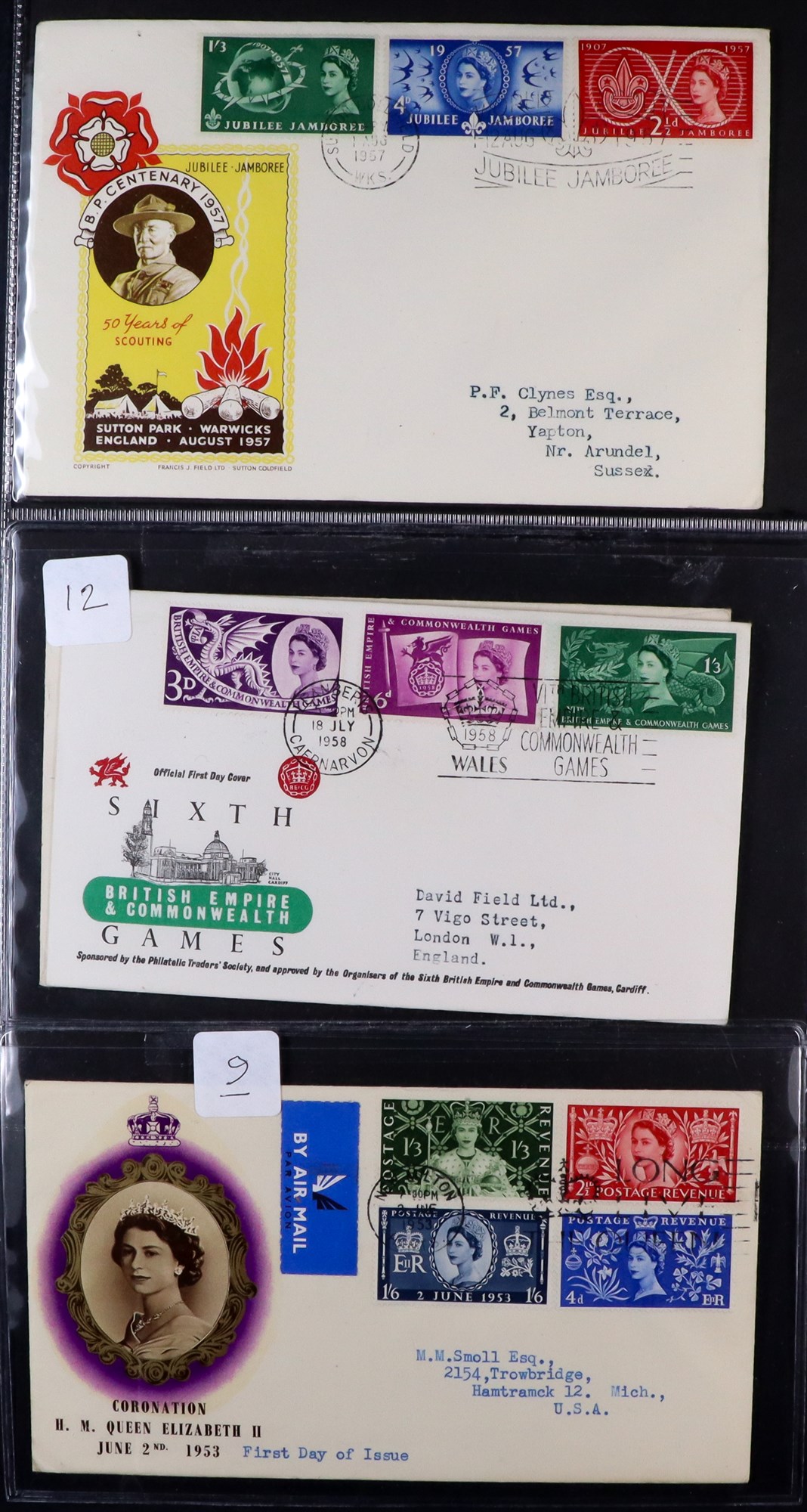 GB.FIRST DAY COVERS 1953 - 1958 group of 6 illustrated, typed addressed fdcs with full sets, 1953