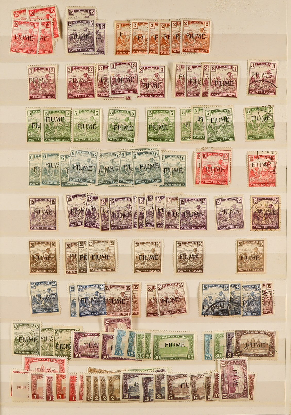 FIUME 1918 - 1924 ACCUMULATION of around 1500 mint & used stamps in stockbook, various overprints on