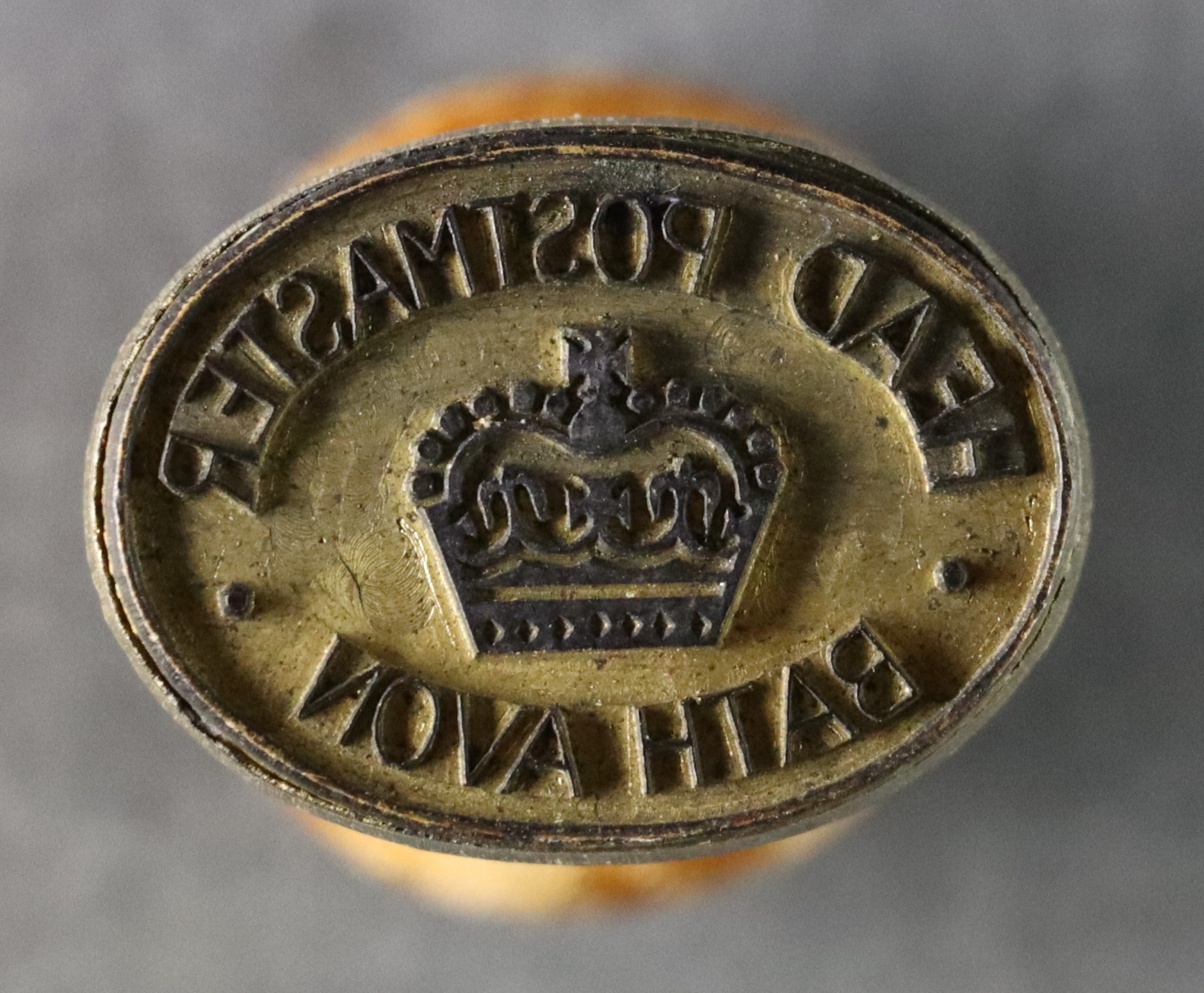 GB. COVERS & POSTAL HISTORY BATH BRASS HANDSTAMP. Inscribed 'The Postmaster - Bath Avon'. Oval