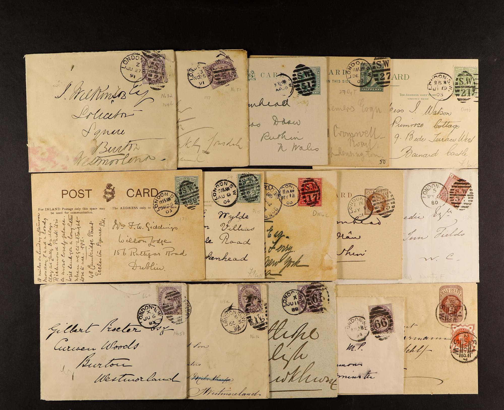 GB.QUEEN VICTORIA 1858 - 1879 COVERS - LONDON SOUTH WESTERN DISTRICT OFFICE. 65 covers with stamps - Image 3 of 4