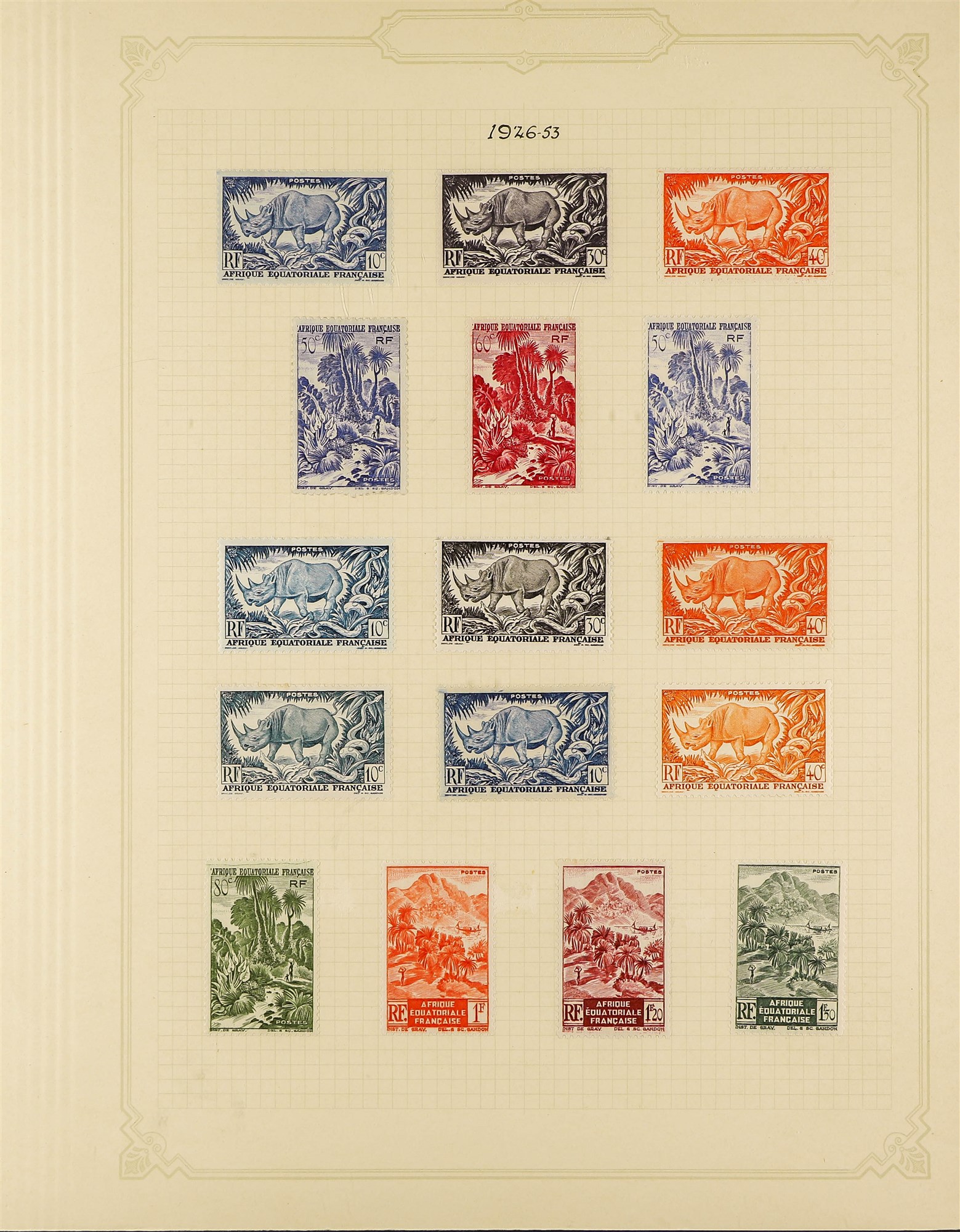 FRENCH COLONIES EQUATORIAL AFRICA 1936 - 1957 comprehensive collection of mint stamps on album pages - Image 12 of 16