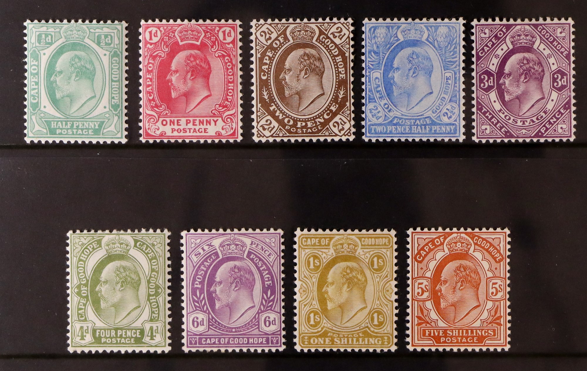 SOUTH AFRICA -COLS & REPS CAPE OF GOOD HOPE 1902 set, SG 70/78, fine mint. Cat. £250 (9 stamps)