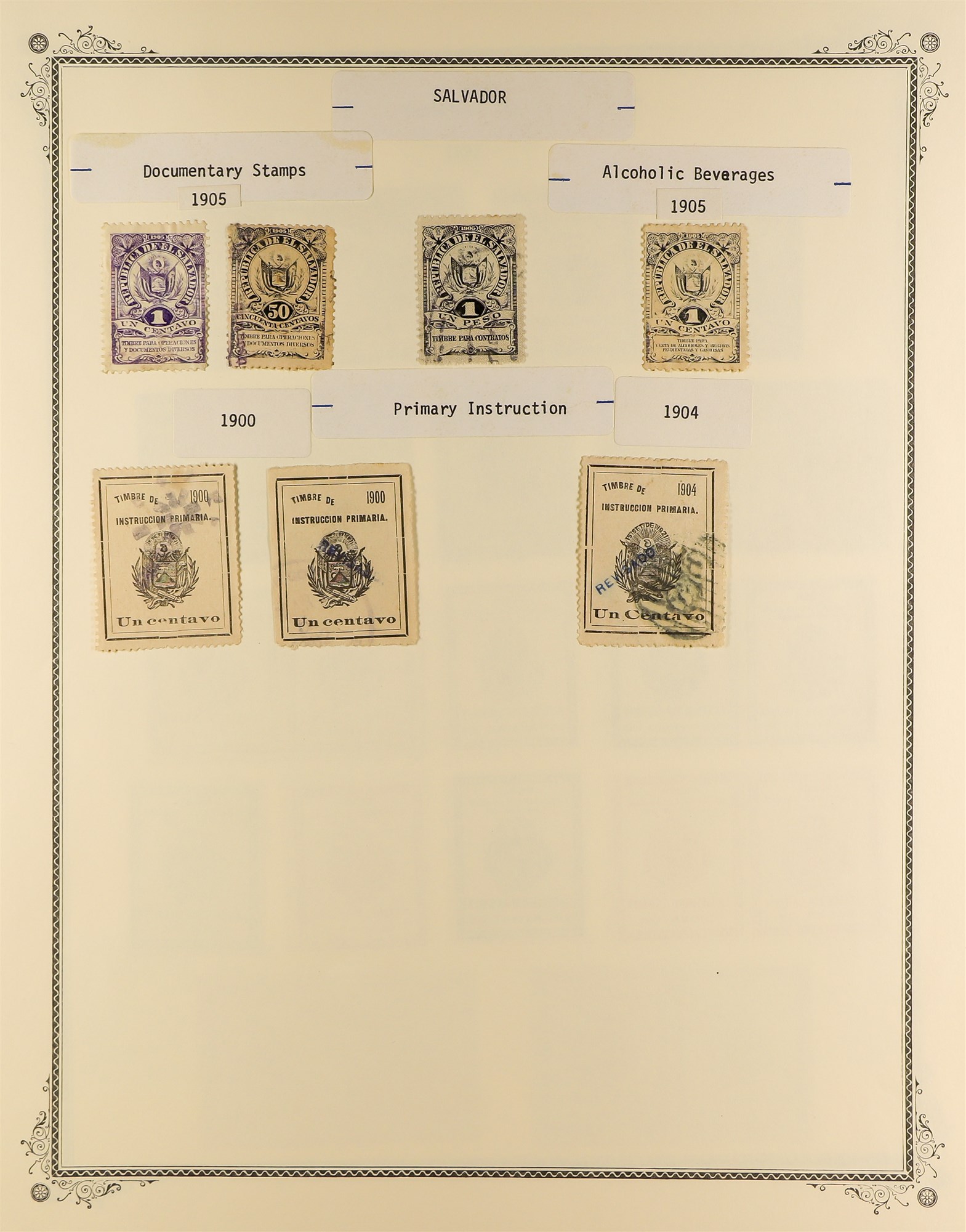 EL SALVADOR REVENUE STAMPS 1883 - 1925 mint & used collection of over 400 revenue stamps, on album - Image 14 of 27