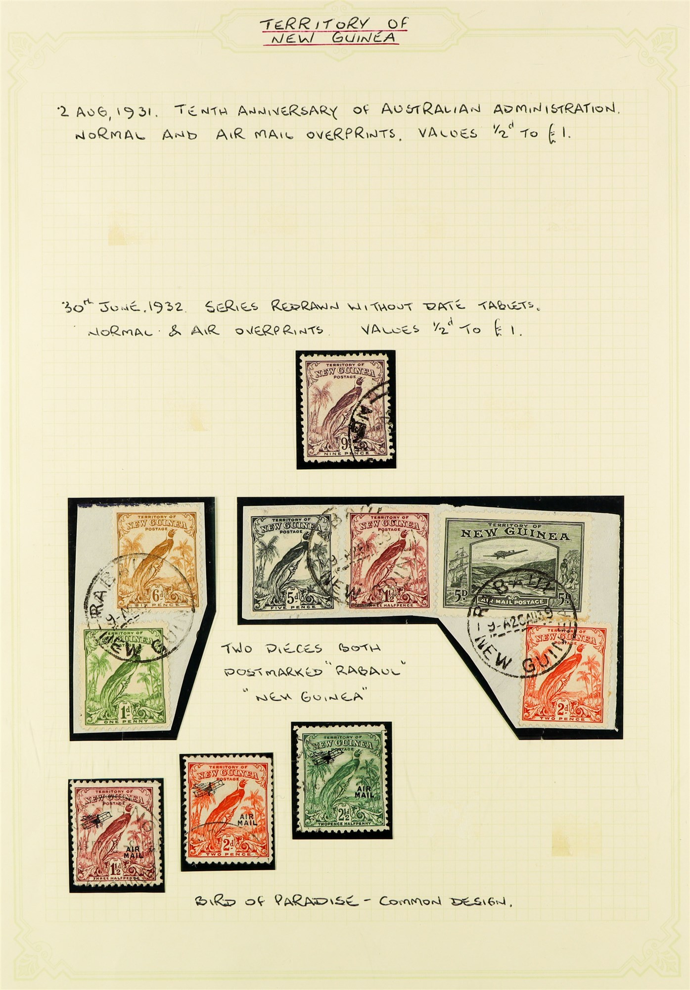NEW GUINEA 1915 - 1939 SPECIALISED ASSORTMENT of 100+ used stamps on various pages collected for - Image 5 of 10