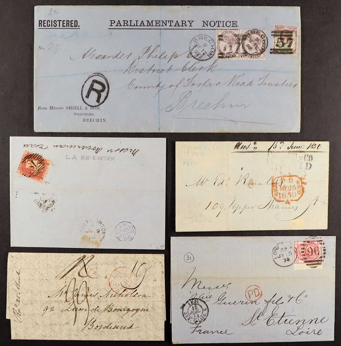 GB.QUEEN VICTORIA INTERESTING POSTAL HISTORY GROUP incl. 1841 front to The Garrison, Bathurst, - Image 3 of 3