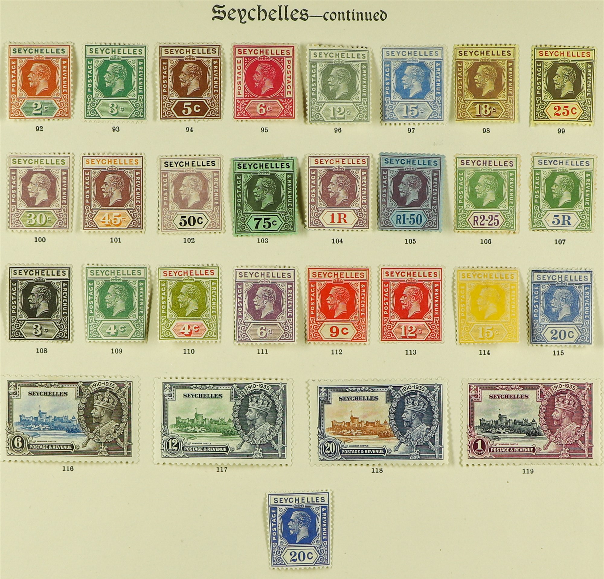 SEYCHELLES 1912 - 1935 COLLECTION of mint (1 used) stamps on SG "Imperial" album pages incl. 1912-16 - Image 2 of 2