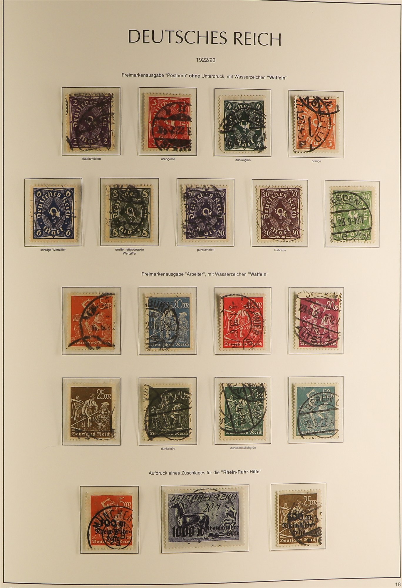 GERMANY 1872 - 1932 USED COLLECTION of over 400 stamps in hingeless album, many high / top values, - Image 4 of 6