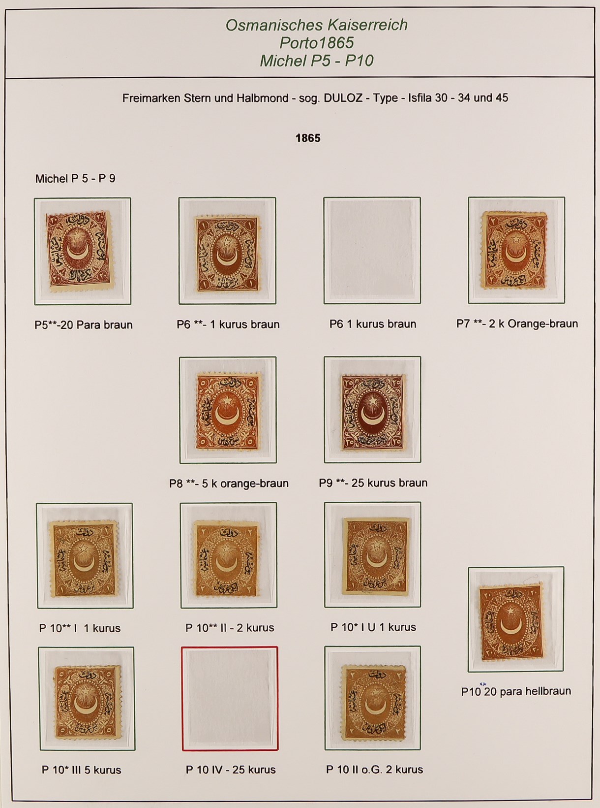 TURKEY 1865 - 1936 POSTAGE DUES COLLECTION of 80 mint stamps on pages, note 1865 to 25k, 1888 set