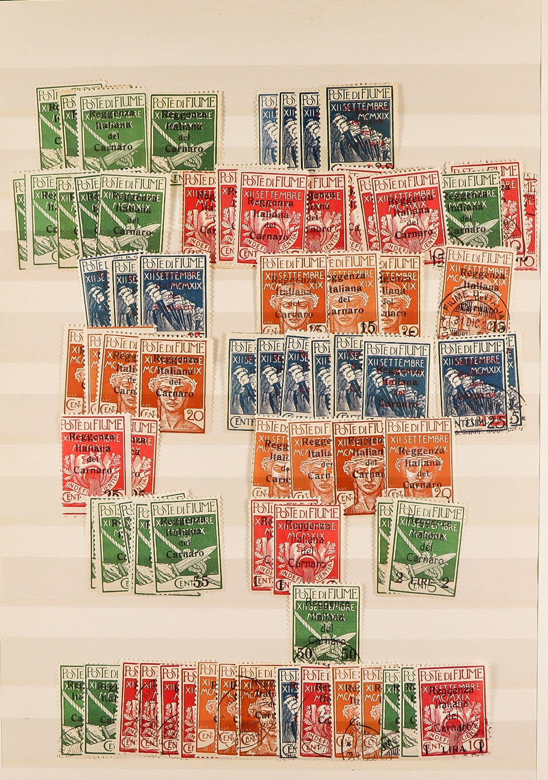 FIUME 1918 - 1924 ACCUMULATION of around 1500 mint & used stamps in stockbook, various overprints on - Image 20 of 29