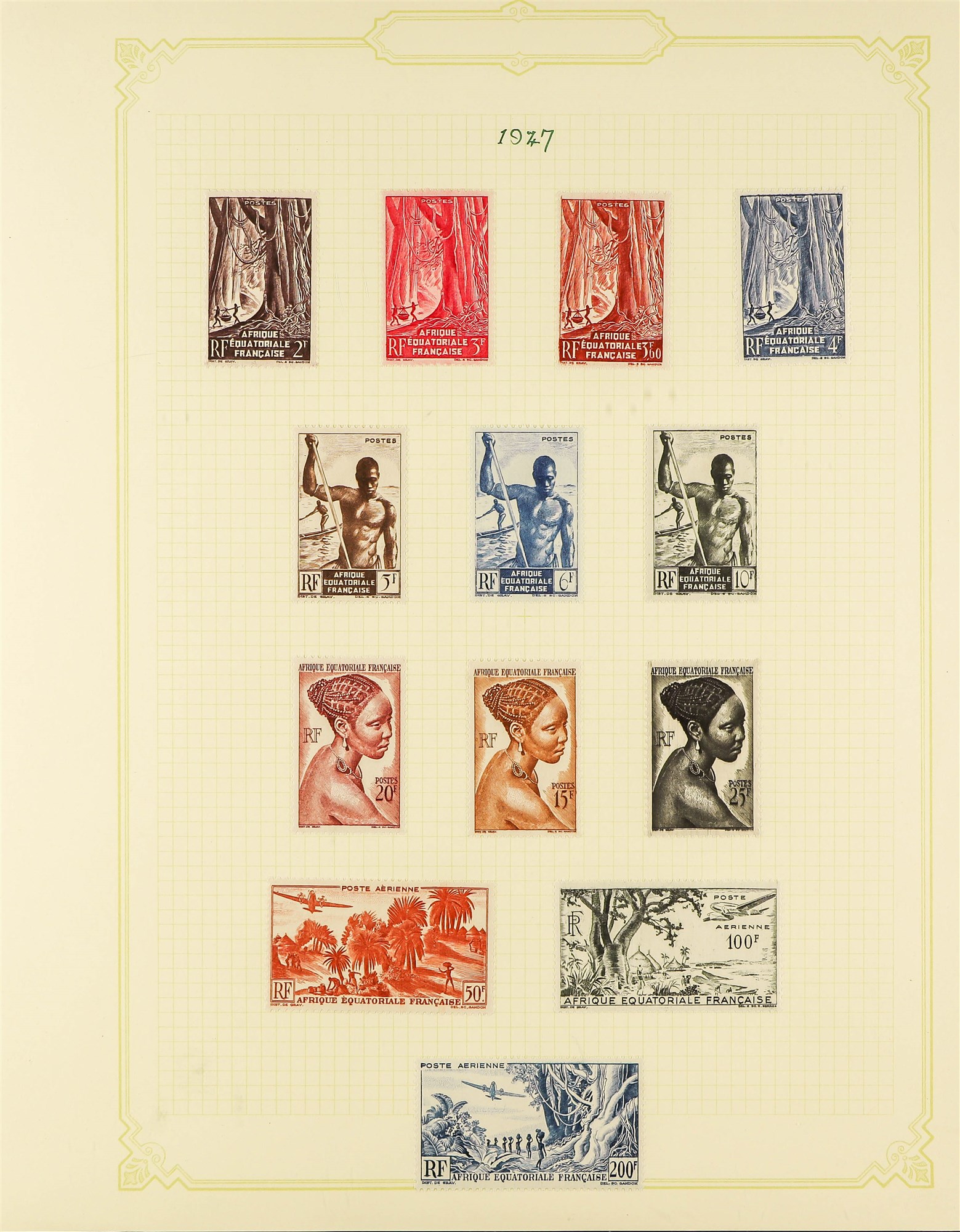 FRENCH COLONIES EQUATORIAL AFRICA 1936 - 1957 comprehensive collection of mint stamps on album pages - Image 13 of 16