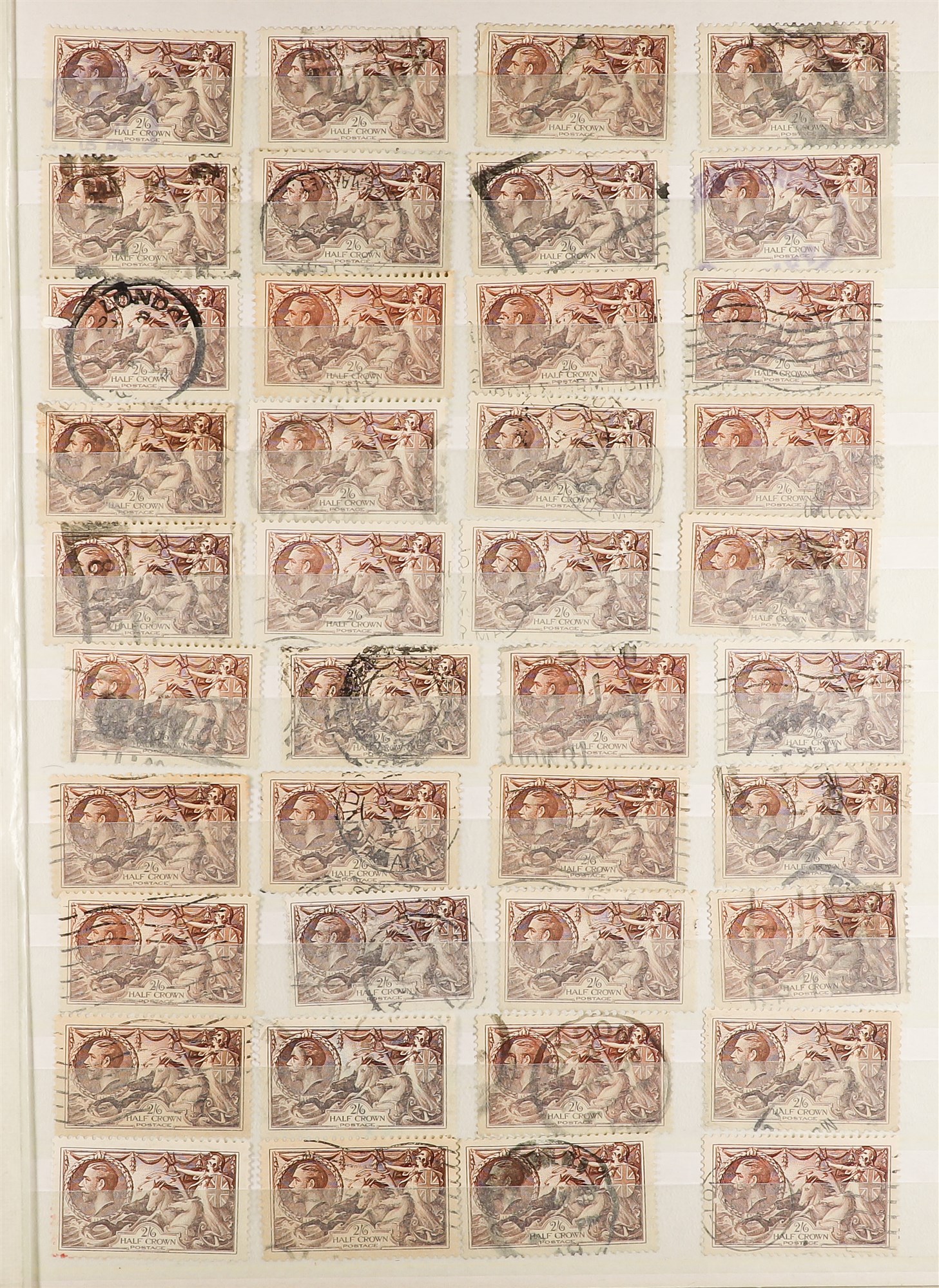 GB.GEORGE V 1934 RE-ENGRAVED SEAHORSES approx 600 used examples - 2s6d browns (440+), 5s rose-