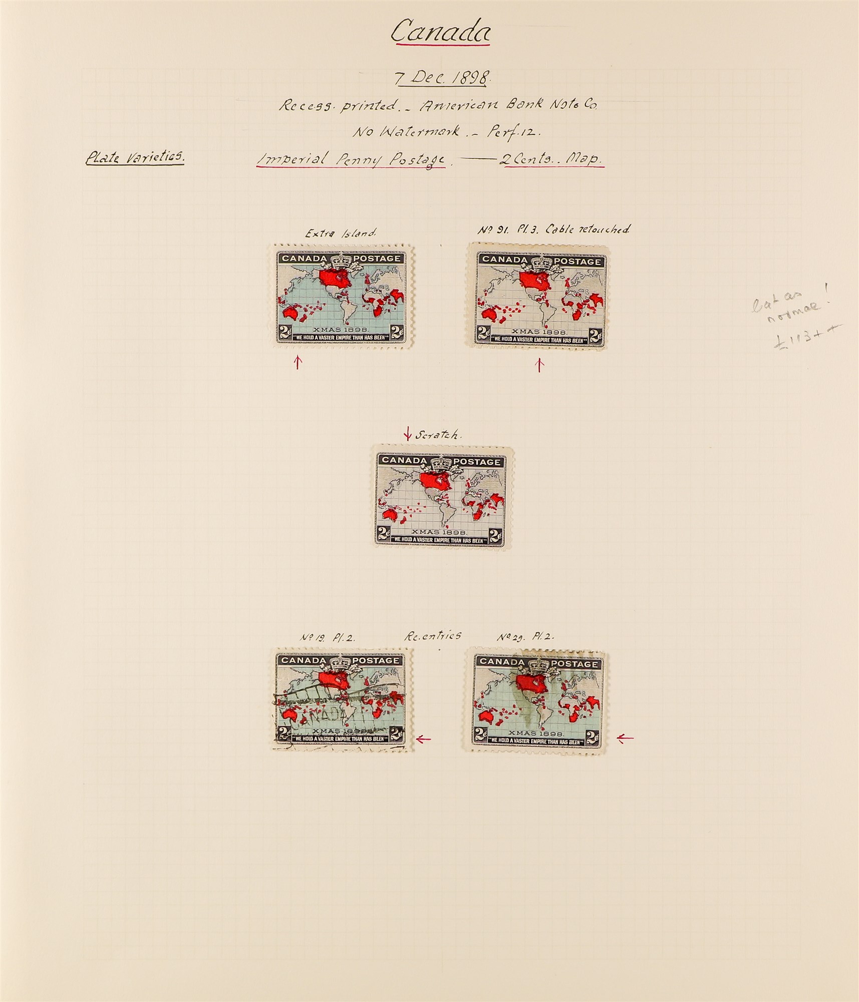 CANADA 1898 IMPERIAL PENNY POSTAGE 2c Map specialized collection of mint stamps incl blocks 4, a - Image 4 of 4