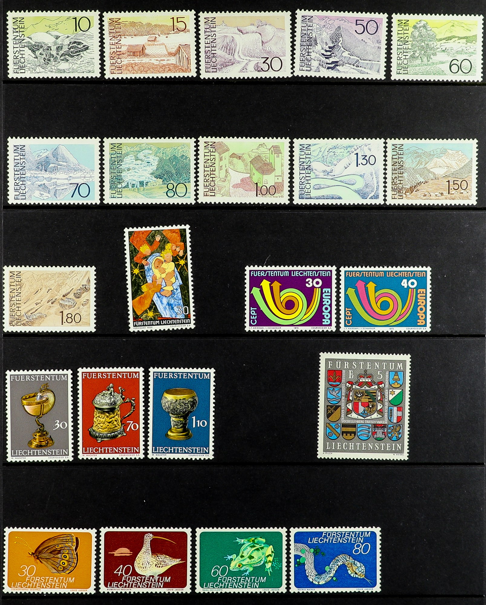 LIECHTENSTEIN 1938 - 1993 COLLECTION of 650+ never hinged mint stamps & 15 miniature sheets on - Image 9 of 11