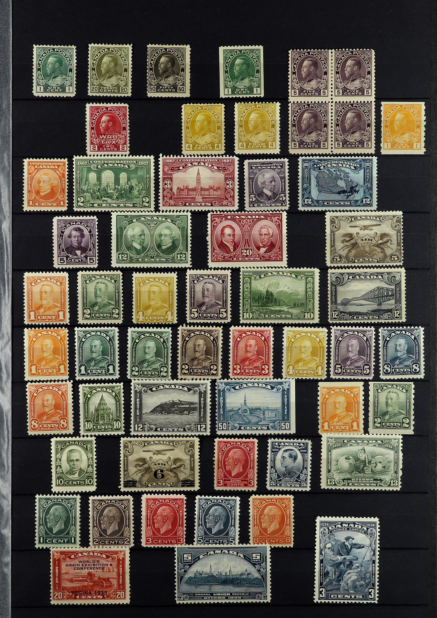 CANADA 1912 - 1936 MINT COLLECTION of 85+ stamps on protective pages, note 1911-31 Admirals to 20c &