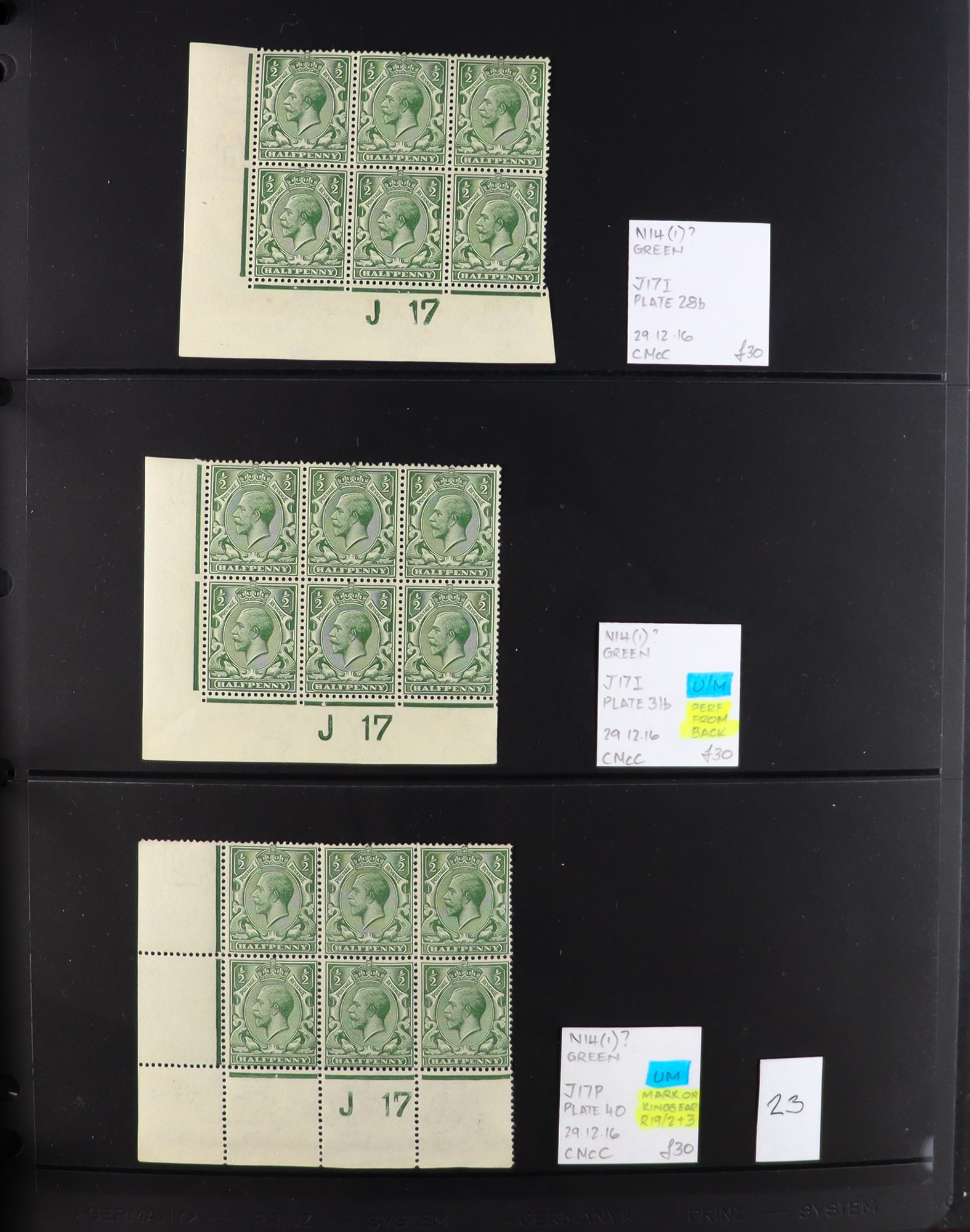 GB.GEORGE V 1912-24 ½d GREENS - SPECIALIZED CONTROL NUMBERS COLLECTION of mint (much never hinged - Image 23 of 27